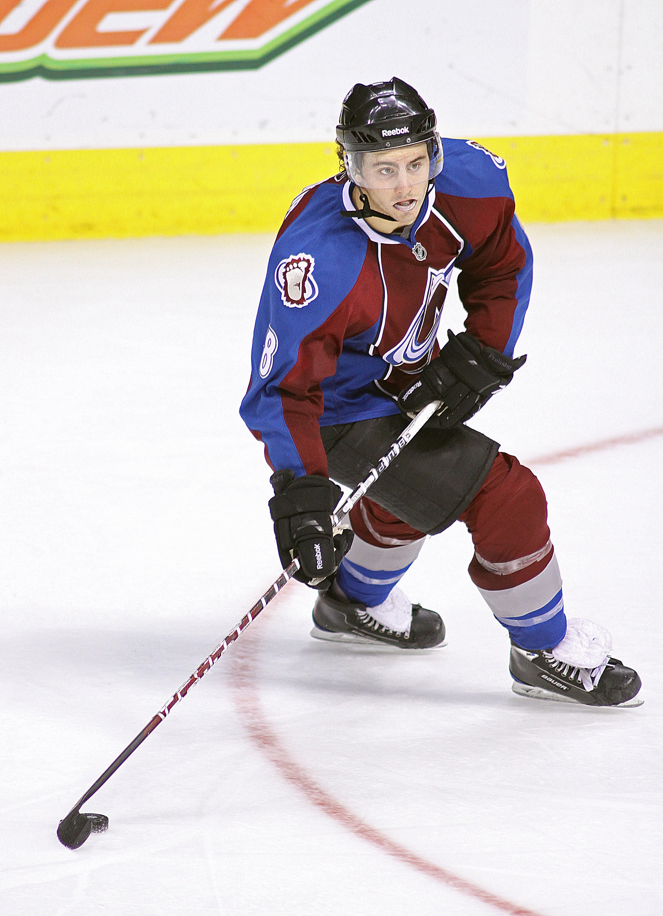 DENVER, CO - NOVEMBER 6: Kevin Shattenkirk #8 of the Colorado Avalanche looks to pass to a teammate against the Dallas Stars during the third period of their game at the Pepsi Center on November 6, 2010 in Denver, Colorado. Colorado won the game 5-0. (Pho DENVER, CO - NOVEMBER 6: Kevin Shattenkirk #8 of the Colorado Avalanche looks to pass to a teammate against the Dallas Stars during the third period of their game at the Pepsi Center on November 6, 2010 in Denver, Colorado. Colorado won the game 5-0. (Pho