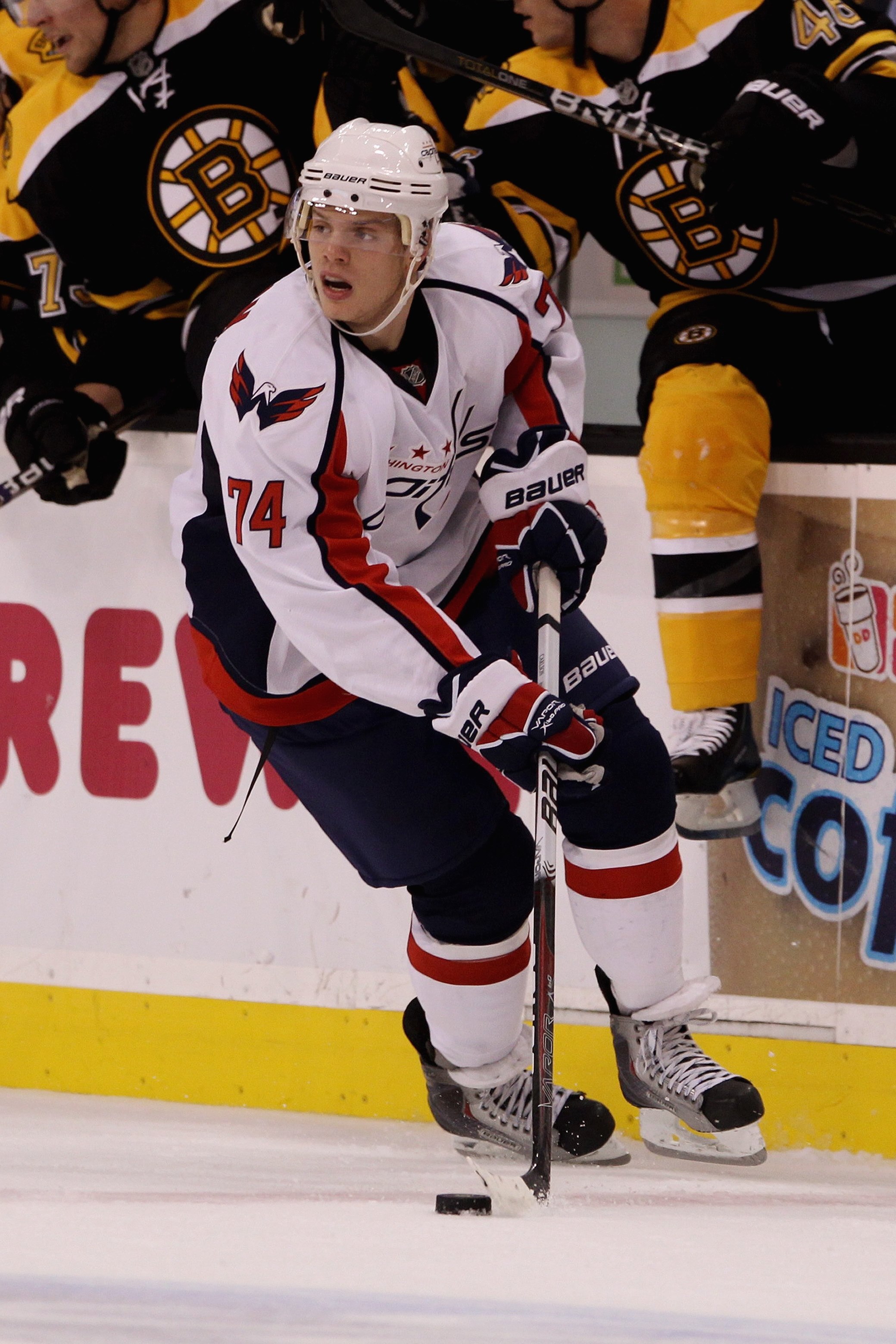 BOSTON - OCTOBER 21: John Carlson #74 of the Washington Capitals skates against the Boston Bruins at the TD Garden on October 21, 2010 in Boston, Massachusetts. The Bruins won 4-1. (Photo by Bruce Bennett/Getty Images) BOSTON - OCTOBER 21: John Carlson #74 of the Washington Capitals skates against the Boston Bruins at the TD Garden on October 21, 2010 in Boston, Massachusetts. The Bruins won 4-1. (Photo by Bruce Bennett/Getty Images)