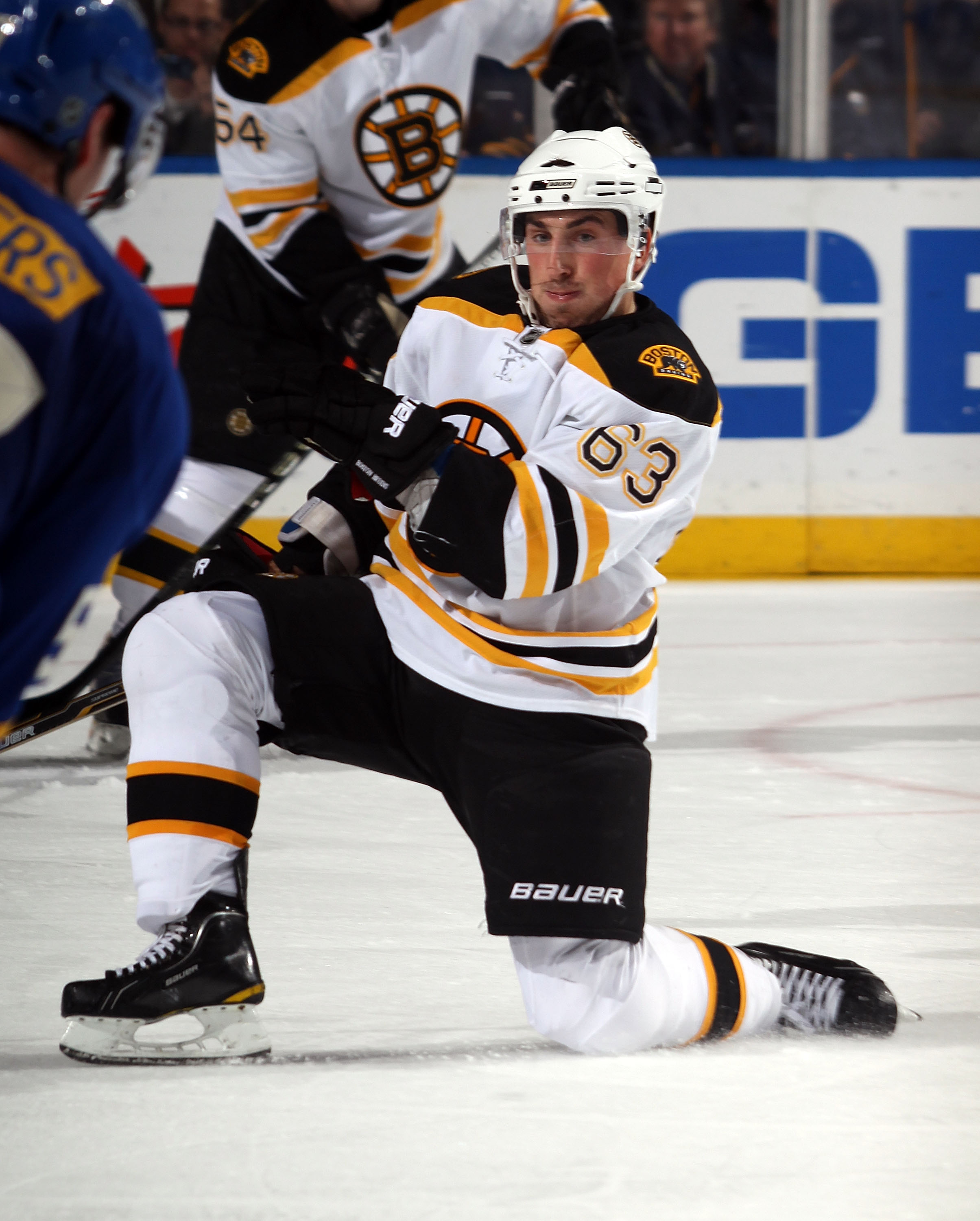 BUFFALO, NY - NOVEMBER 03: Brad Marchand #63 of the Boston Bruins skates against the Buffalo Sabres at the HSBC Arena on November 3, 2010 in Buffalo, New York. The Bruins defeated the Sabres 5-2. (Photo by Bruce Bennett/Getty Images) BUFFALO, NY - NOVEMBER 03: Brad Marchand #63 of the Boston Bruins skates against the Buffalo Sabres at the HSBC Arena on November 3, 2010 in Buffalo, New York. The Bruins defeated the Sabres 5-2. (Photo by Bruce Bennett/Getty Images)