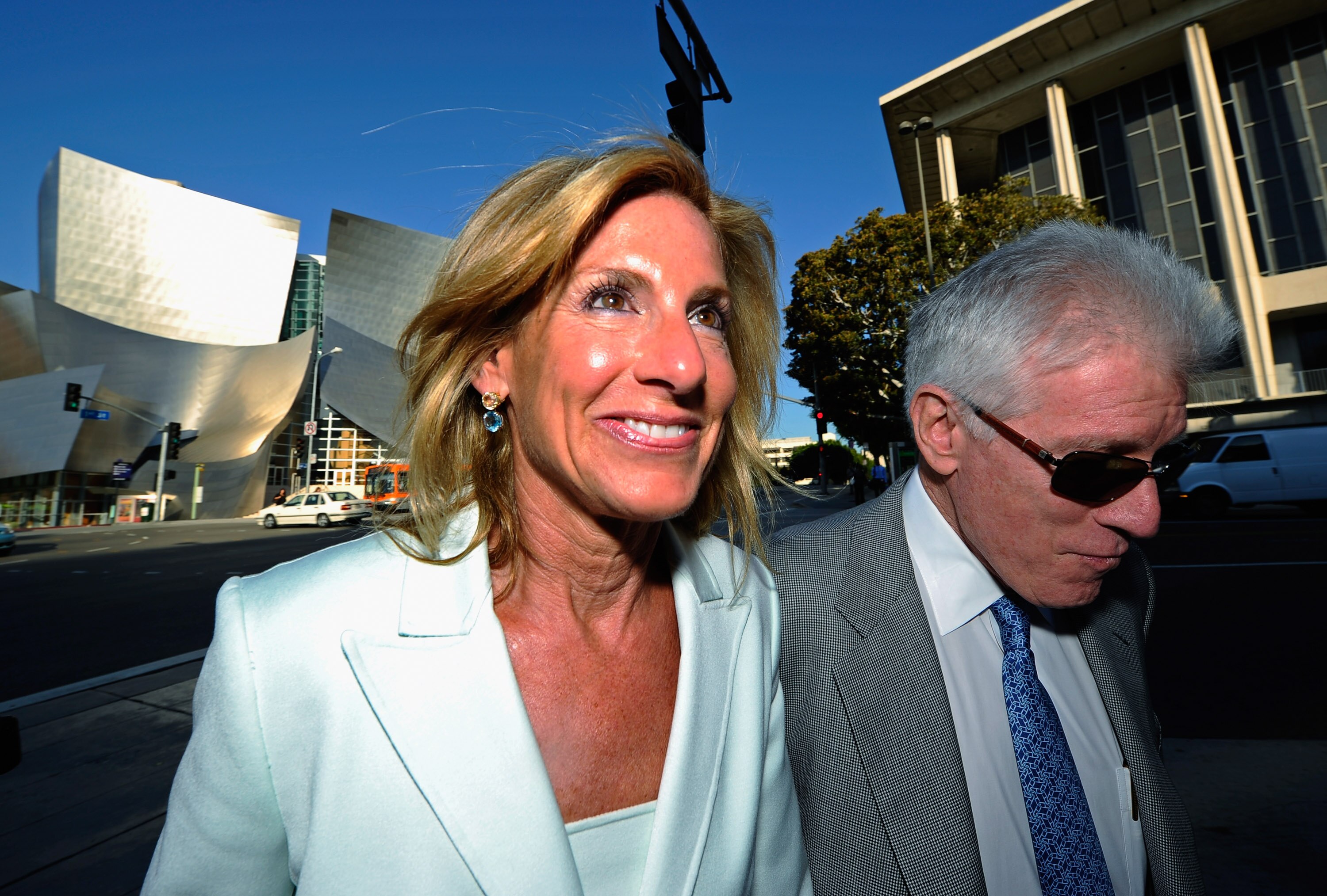 LOS ANGELES, CA - AUGUST 31:  Jamie McCourt (L), Former Los Angeles Dodgers CEO, arrives with her attorney, Dennis Wasser at Los Angeles County Superior Court for day two of a non-jury divorce trial on August 31, 2010 in Los Angeles, California. The trial