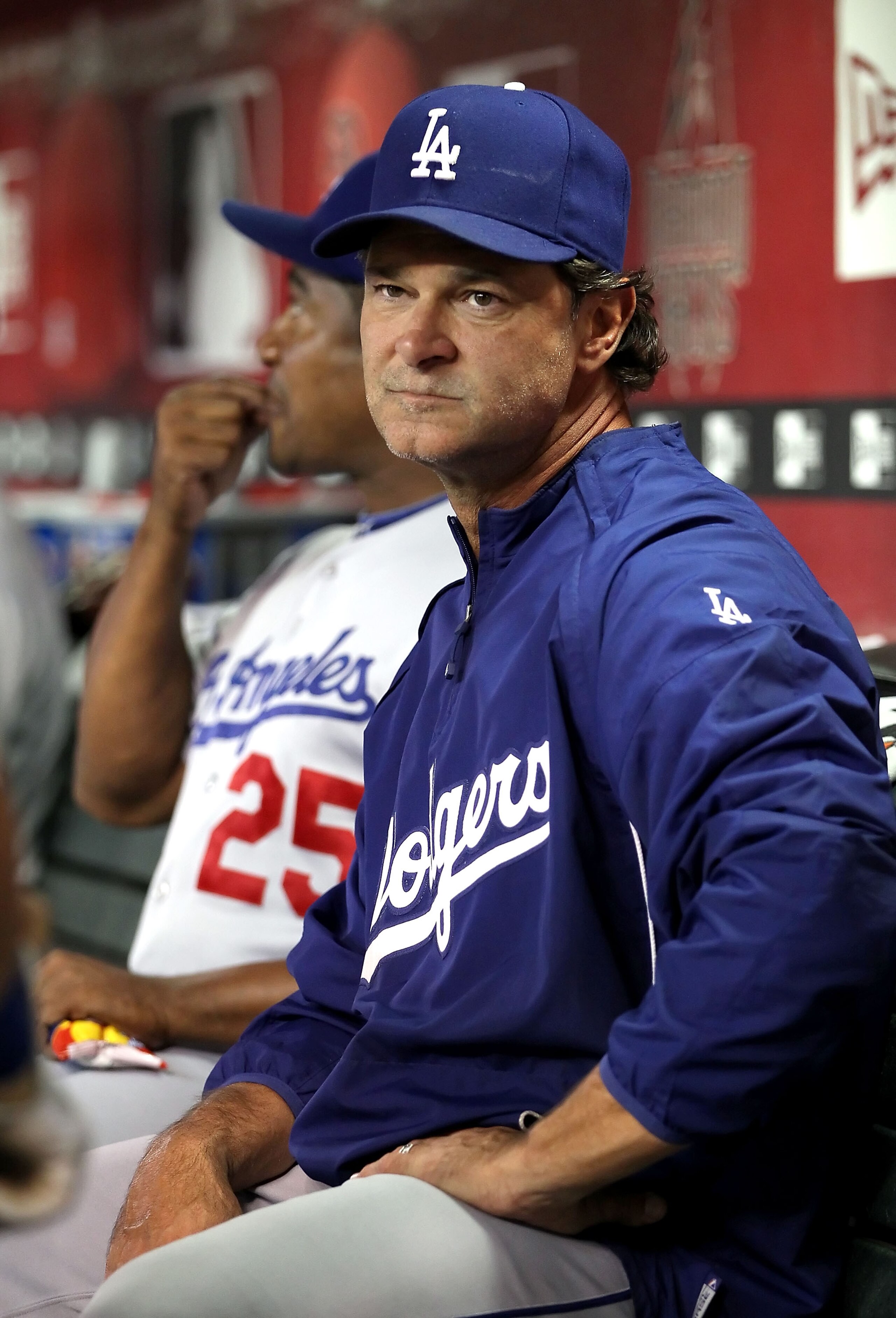 PHOENIX - SEPTEMBER 24: Don Mattingly of the Los Angeles Dodgers sits in the dugout during the Major League Baseball game against the Arizona Diamondbacks at Chase Field on September 24, 2010 in Phoenix, Arizona. The Dodgers defeated the Diamondbacks 3 PHOENIX - SEPTEMBER 24: Don Mattingly of the Los Angeles Dodgers sits in the dugout during the Major League Baseball game against the Arizona Diamondbacks at Chase Field on September 24, 2010 in Phoenix, Arizona. The Dodgers defeated the Diamondbacks 3