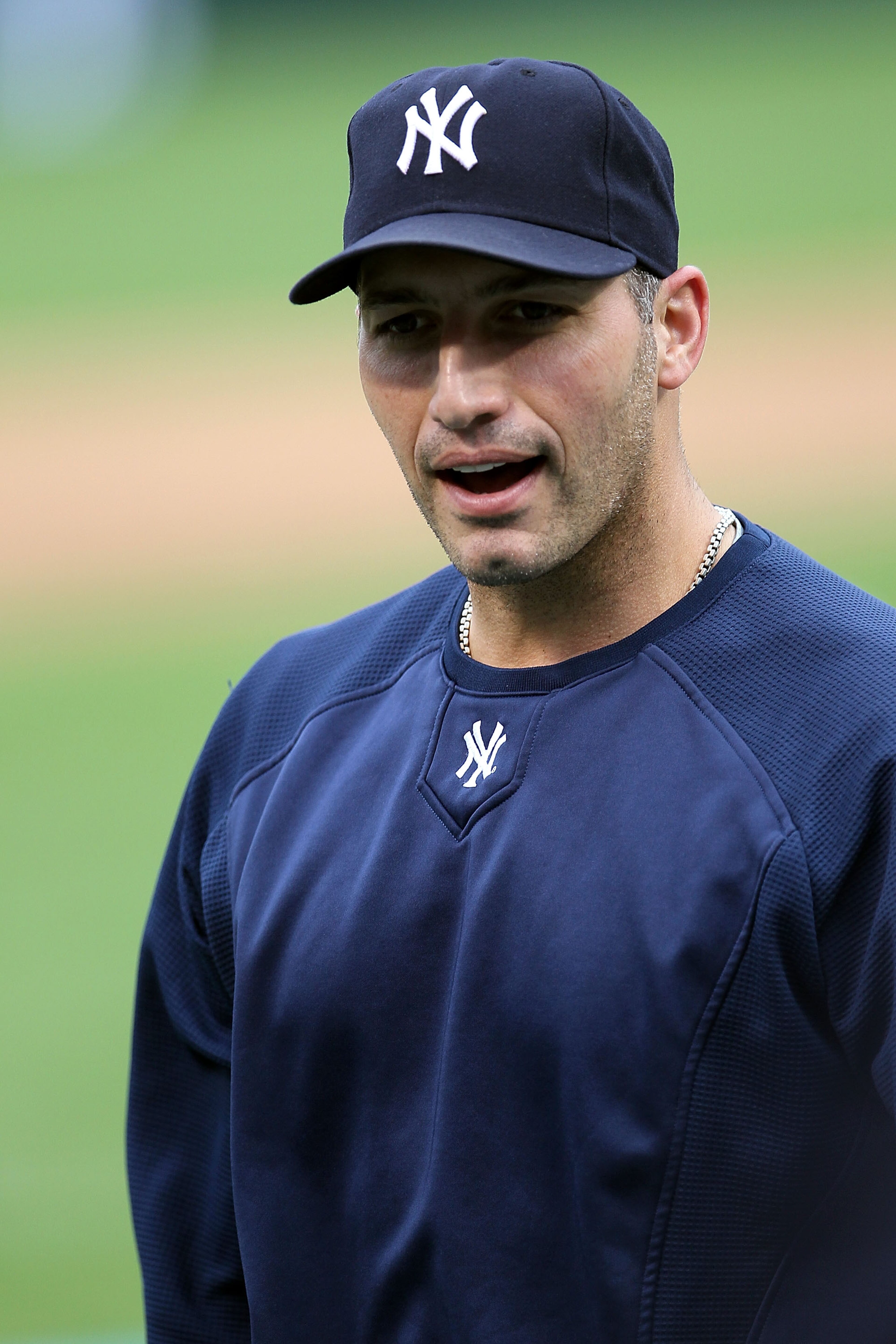 ARLINGTON, TX - OCTOBER 22: Andy Pettitte #46 of the New York Yankees looks on during batting practice against the Texas Rangers in Game Six of the ALCS during the 2010 MLB Playoffs at Rangers Ballpark in Arlington on October 22, 2010 in Arlington, Texa ARLINGTON, TX - OCTOBER 22: Andy Pettitte #46 of the New York Yankees looks on during batting practice against the Texas Rangers in Game Six of the ALCS during the 2010 MLB Playoffs at Rangers Ballpark in Arlington on October 22, 2010 in Arlington, Texa
