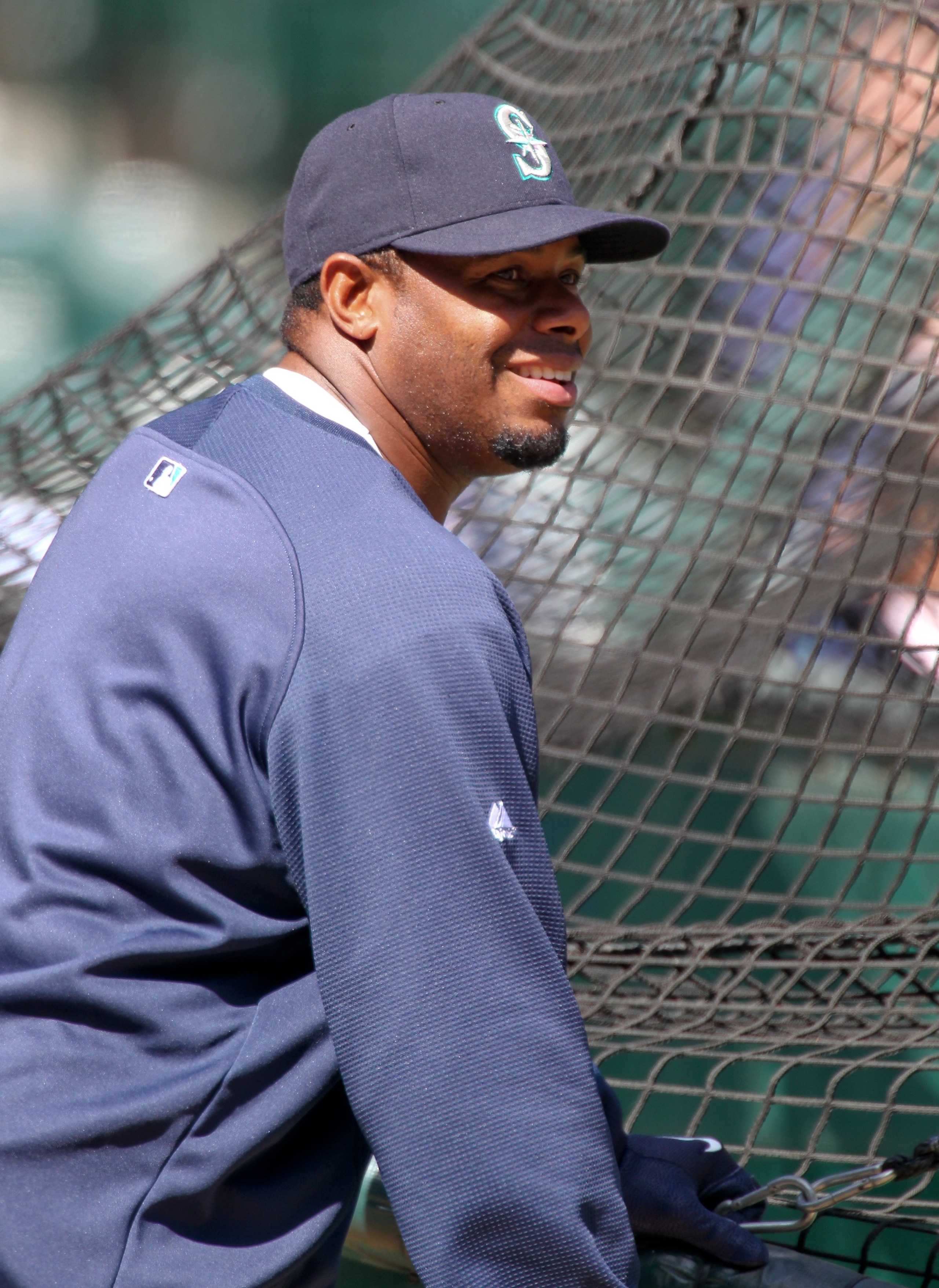 SEATTLE - APRIL 18:  Ken Griffey Jr. #24 of the Seattle Mariners smiles around the batting cage prior to the game against the Detroit Tigers at Safeco Field on April 18, 2010 in Seattle, Washington. (Photo by Otto Greule Jr/Getty Images)