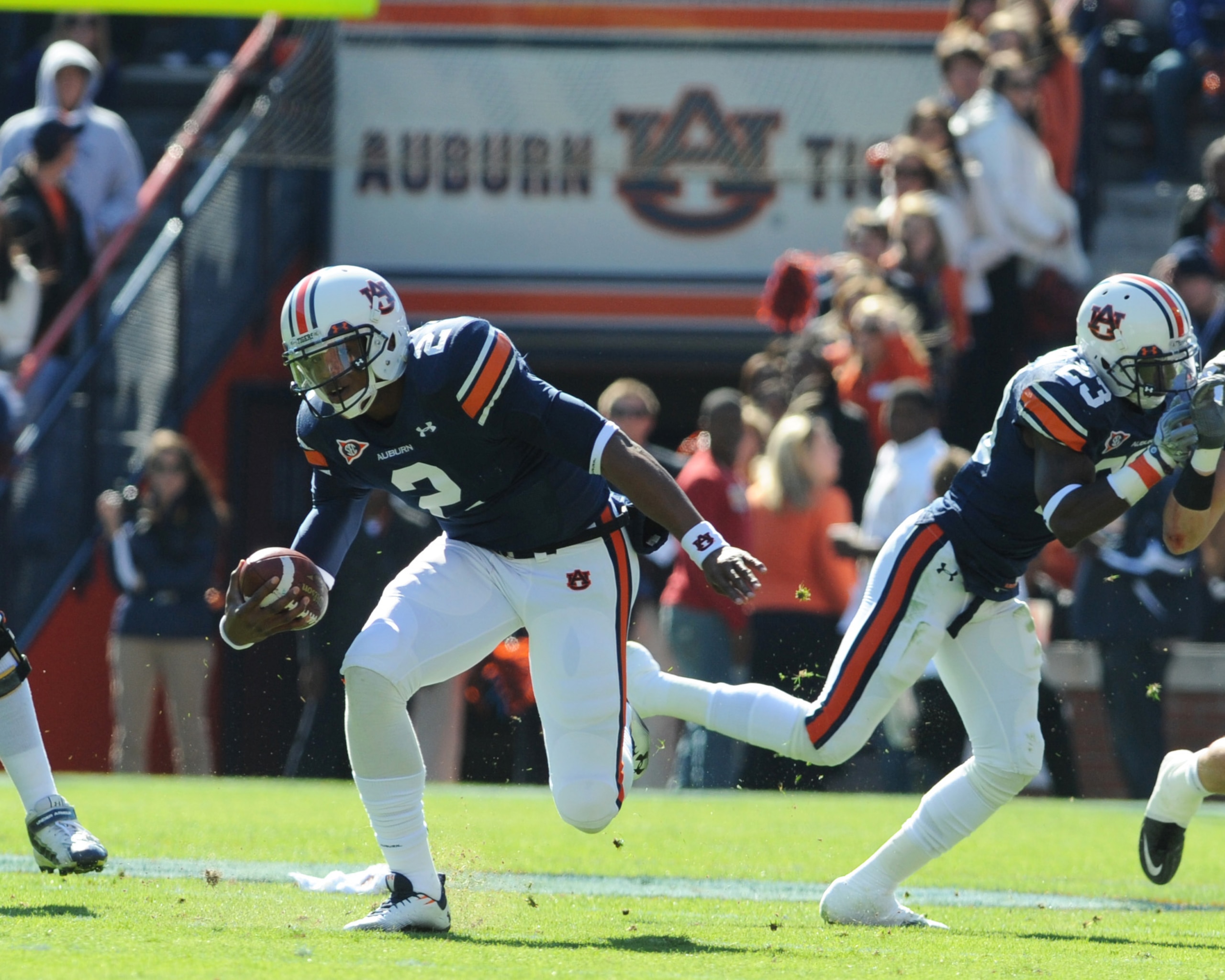 AUBURN, AL - NOVEMBER 06: Quarterback Cam Newton #2 of the Auburn Tigers plays against the Chattanooga Mocs November 6, 2010 at Jordan-Hare Stadium in Auburn, Alabama. (Photo by Al Messerschmidt/Getty Images) AUBURN, AL - NOVEMBER 06: Quarterback Cam Newton #2 of the Auburn Tigers plays against the Chattanooga Mocs November 6, 2010 at Jordan-Hare Stadium in Auburn, Alabama. (Photo by Al Messerschmidt/Getty Images)