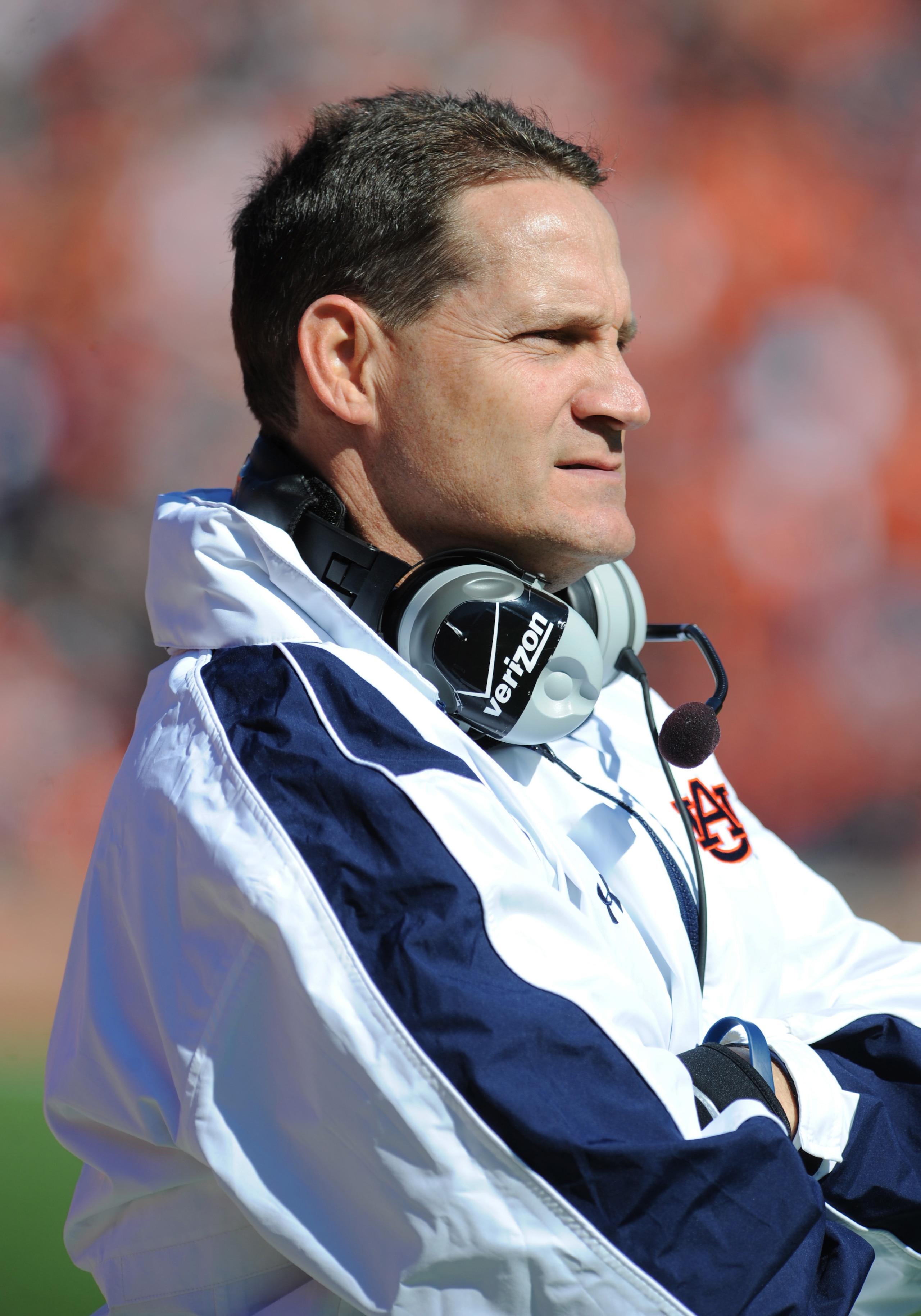 AUBURN, AL - NOVEMBER 06: Coach Gene Chizik of the Auburn Tigers watches play against the Chattanooga Mocs November 6, 2010 at Jordan-Hare Stadium in Auburn, Alabama. (Photo by Al Messerschmidt/Getty Images) AUBURN, AL - NOVEMBER 06: Coach Gene Chizik of the Auburn Tigers watches play against the Chattanooga Mocs November 6, 2010 at Jordan-Hare Stadium in Auburn, Alabama. (Photo by Al Messerschmidt/Getty Images)