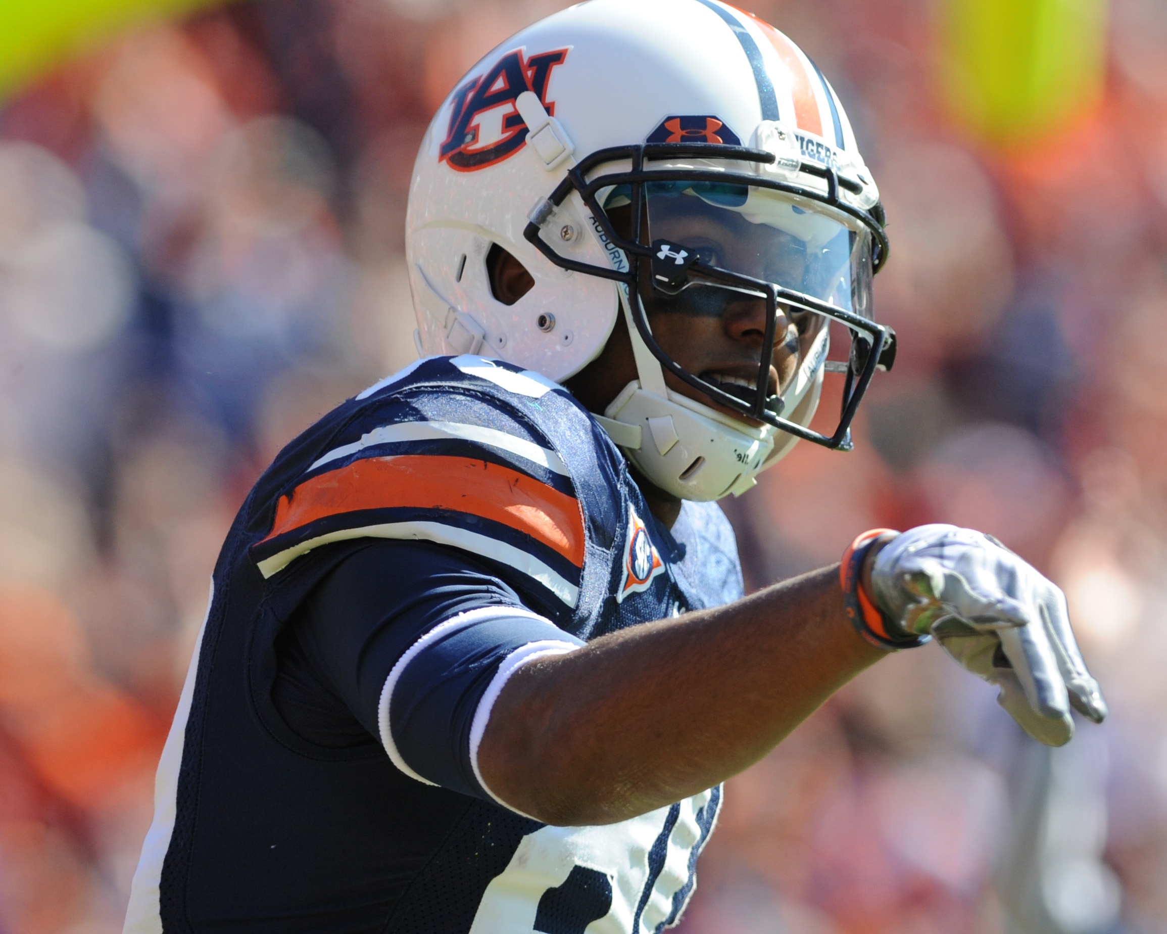 AUBURN, AL - NOVEMBER 06:  Wide receiver Emory Blake #80 of the Auburn Tigers lines up for play against the Chattanooga Mocs November 6, 2010 at Jordan-Hare Stadium in Auburn, Alabama.  (Photo by Al Messerschmidt/Getty Images)