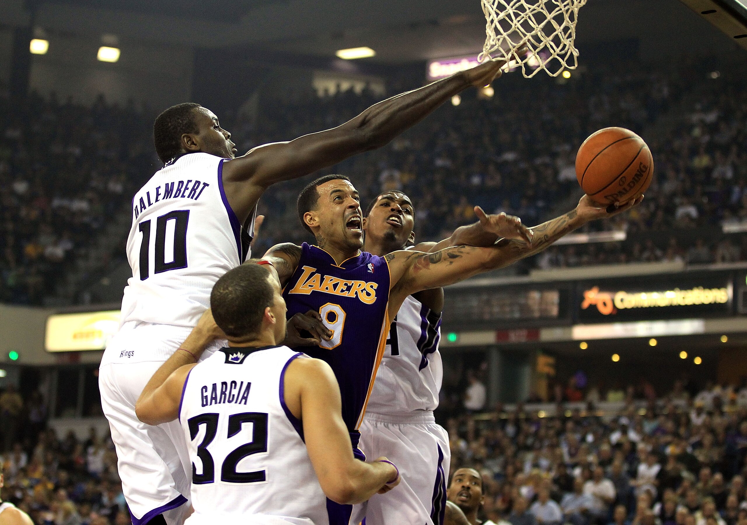 SACRAMENTO, CA - NOVEMBER 03:  Matt Barnes #9 of the Los Angeles Lakers goes up for a shot against the Sacramento Kings at ARCO Arena on November 3, 2010 in Sacramento, California.  NOTE TO USER: User expressly acknowledges and agrees that, by downloading