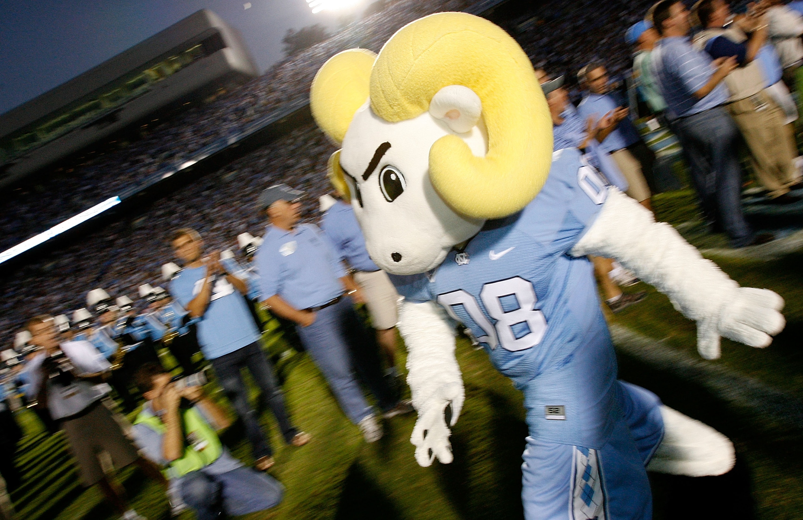 CHAPEL HILL, NC - OCTOBER 04:  Rameses, mascot of the North Carolina Tar Heels, enters the field before they face the Connecticut Huskies at Kenan Stadium on October 4, 2008 in Chapel Hill, North Carolina.  (Photo by Kevin C. Cox/Getty Images)