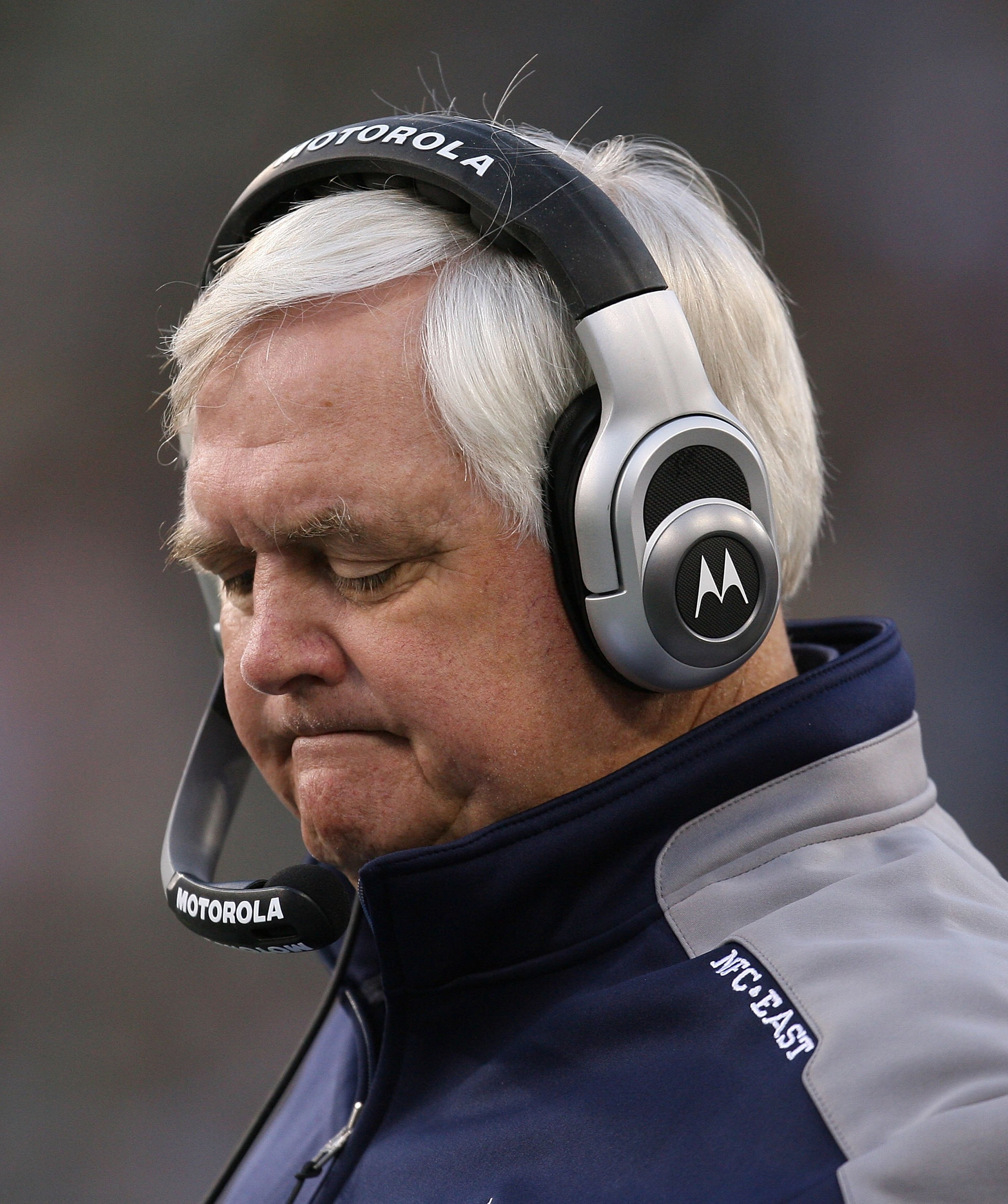 GREEN BAY, WI - NOVEMBER 15: Head coach Wade  Phillips of the Dallas Cowboys reacts as his offense comes off the field during a game against the Green Bay Packers at Lambeau Field on November 15, 2009 in Green Bay, Wisconsin. The Packers defeated the Cowb