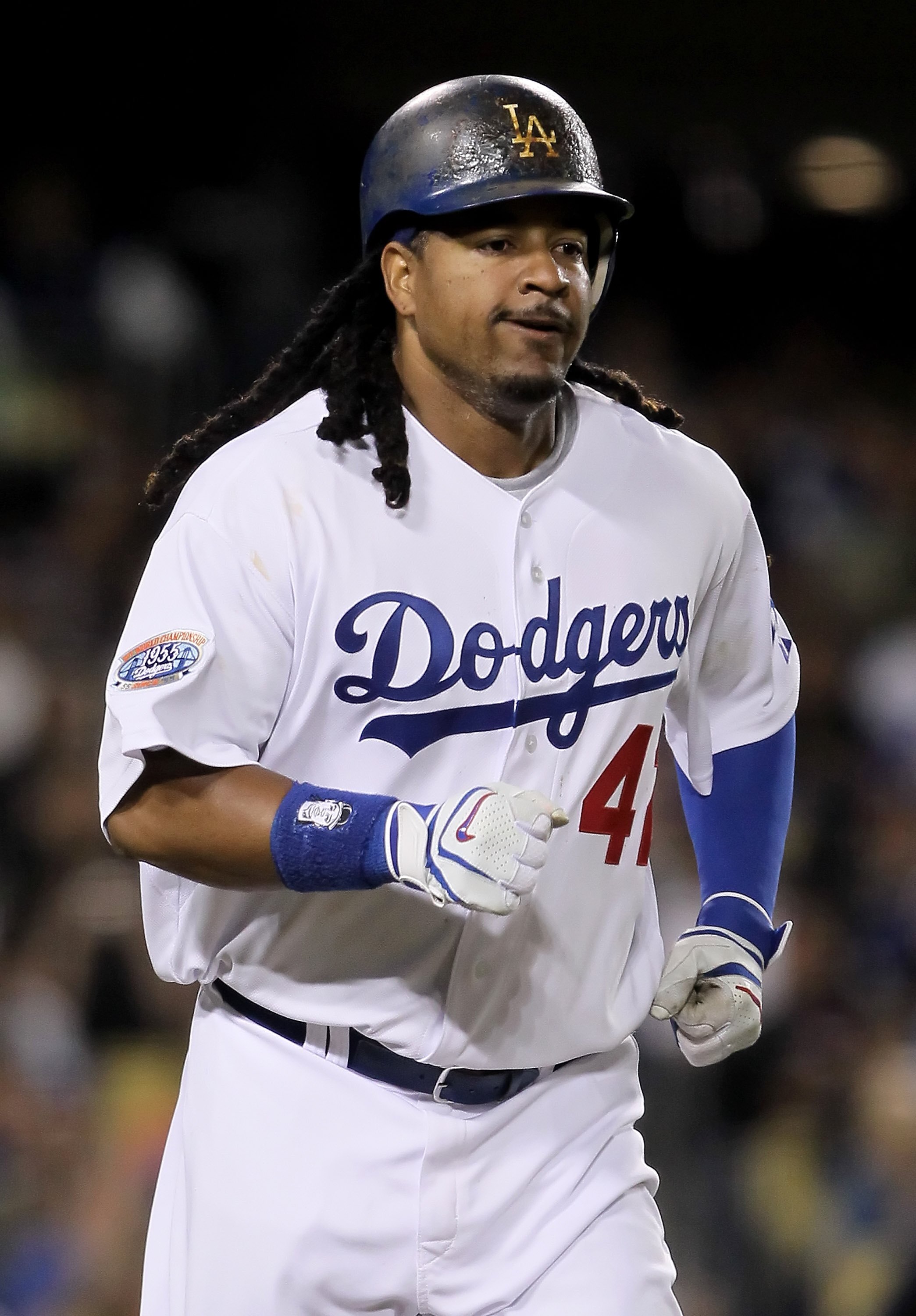 LOS ANGELES, CA - APRIL 15:  Manny Ramirez of the Los Angeles Dodgers plays against the Arizona Diamondbacks at Dodger Stadium on April 15, 2010 in Los Angeles, California.  (Photo by Jeff Gross/Getty Images)