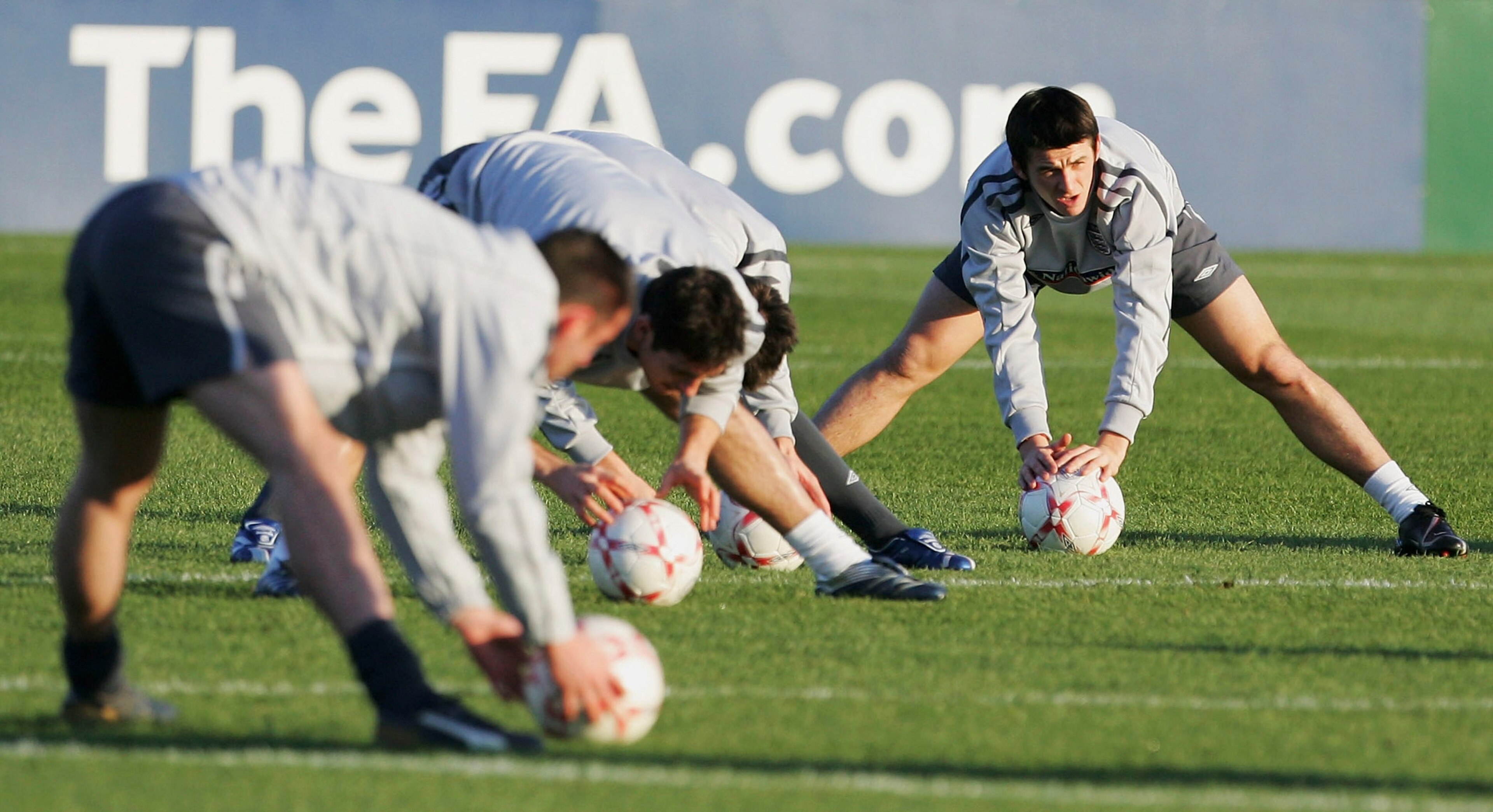 MANCHESTER, UNITED KINGDOM - FEBRUARY 05:  Joey Barton of England warms up with the team during a training session at the Carrington Training Complex on Febuary 5, 2007 in Manchester, England.  (Photo by Laurence Griffiths/Getty Images)