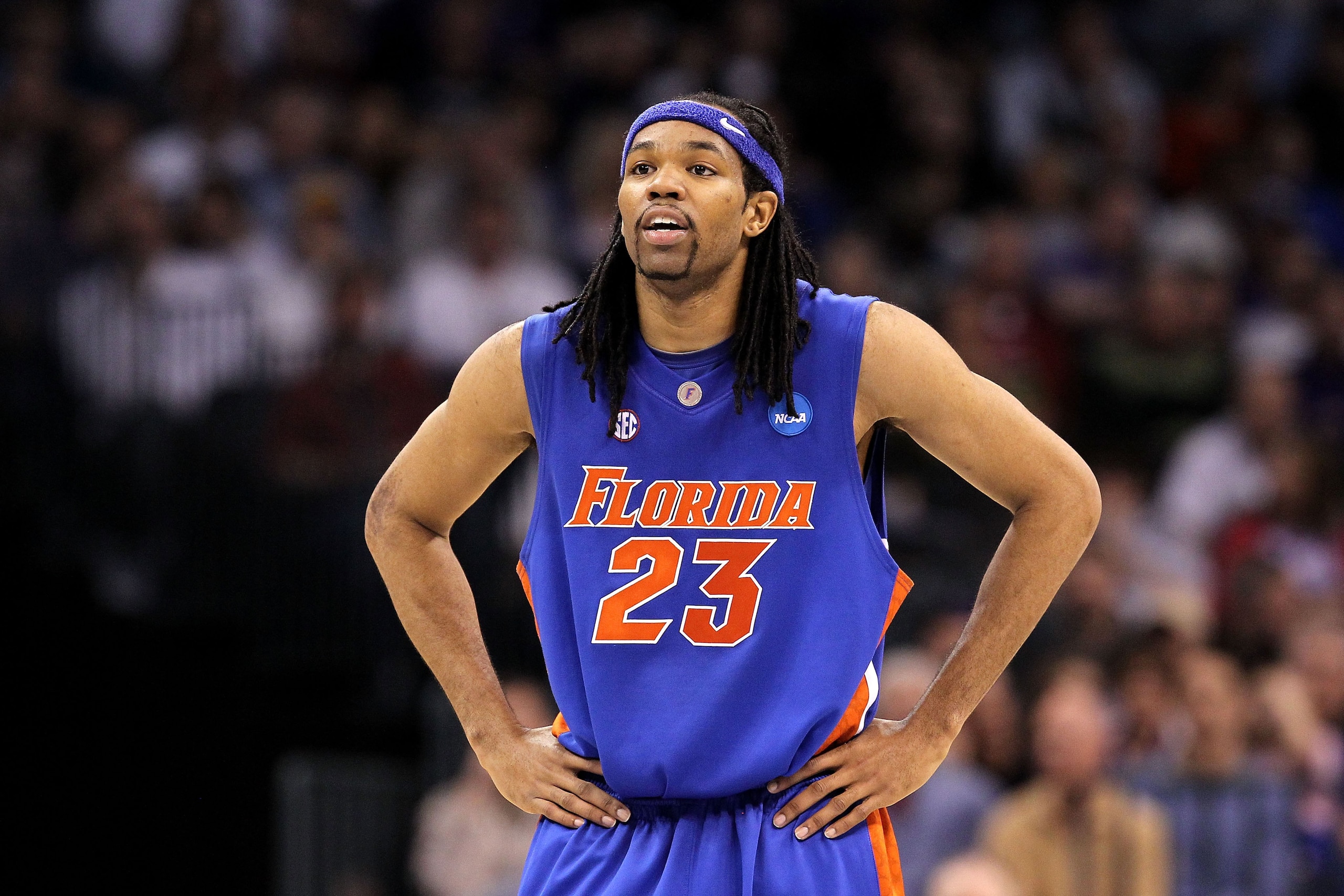 OKLAHOMA CITY - MARCH 18: Alex Tyus #23 of the Florida Gators looks on against the BYU Cougars during the first round of the 2010 NCAA menรฏยฟยฝs basketball tournament at Ford Center on March 18, 2010 in Oklahoma City, Oklahoma. (Photo by Ronald Martinez/Get OKLAHOMA CITY - MARCH 18: Alex Tyus #23 of the Florida Gators looks on against the BYU Cougars during the first round of the 2010 NCAA menรฏยฟยฝs basketball tournament at Ford Center on March 18, 2010 in Oklahoma City, Oklahoma. (Photo by Ronald Martinez/Get