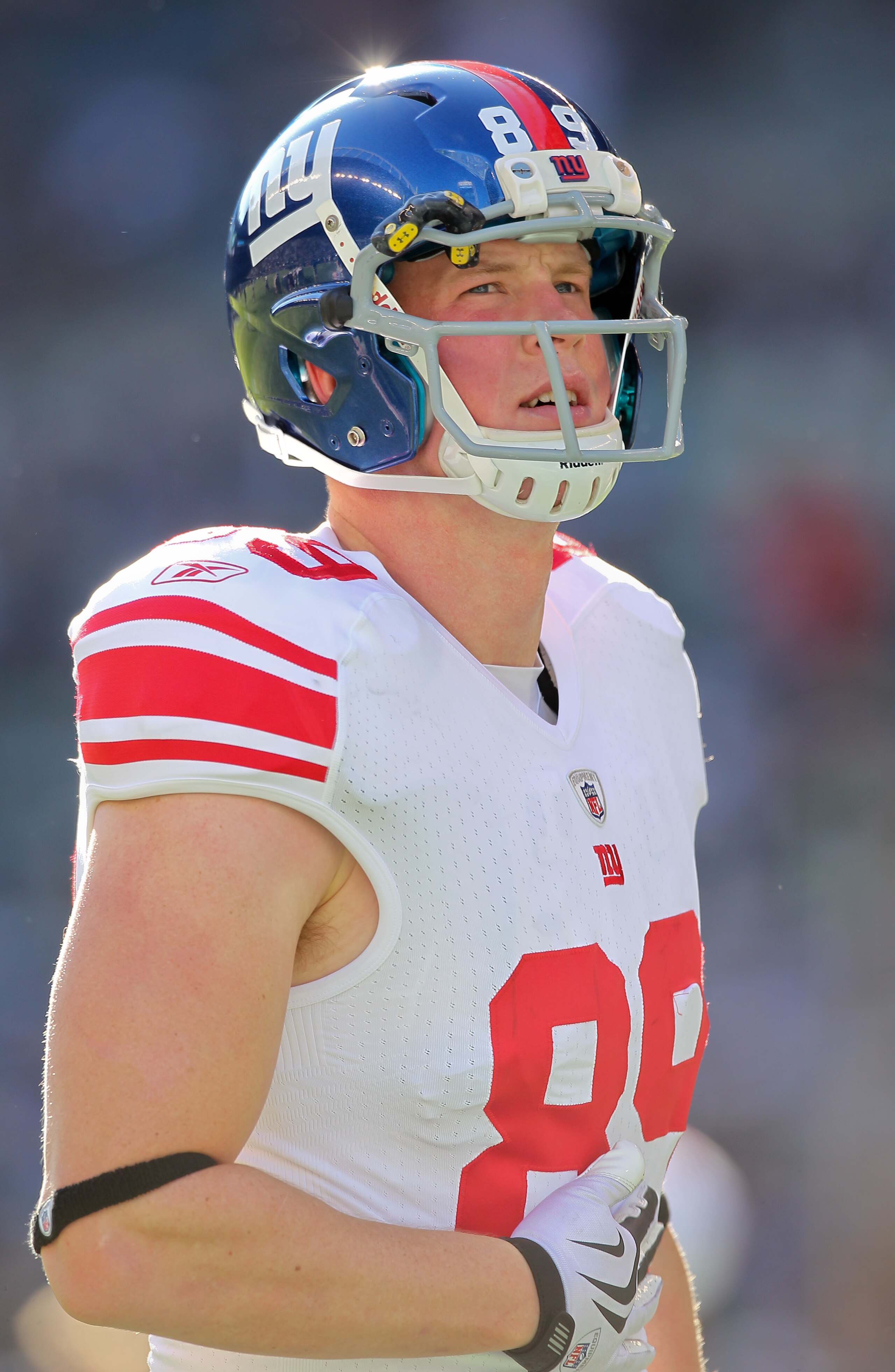 SEATTLE - NOVEMBER 07:  Tight end Kevin Boss #89 of the New York Giants looks on during warmups prior to the game against the Seattle Seahawks at Qwest Field on November 7, 2010 in Seattle, Washington. The Giants defeated the Seahawks 41-7. (Photo by Otto