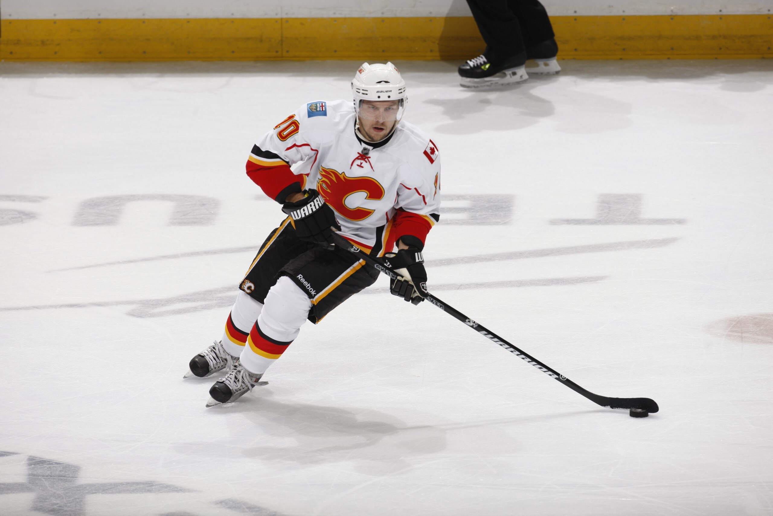 EDMONTON, CANADA - OCTOBER 7: Niklas Hagman #10 of the Calgary Flames skates against the Edmonton Oilers on October 7, 2010 at Rexall Place in Edmonton, Alberta, Canada. (Photo by Dale MacMillan/Getty Images)