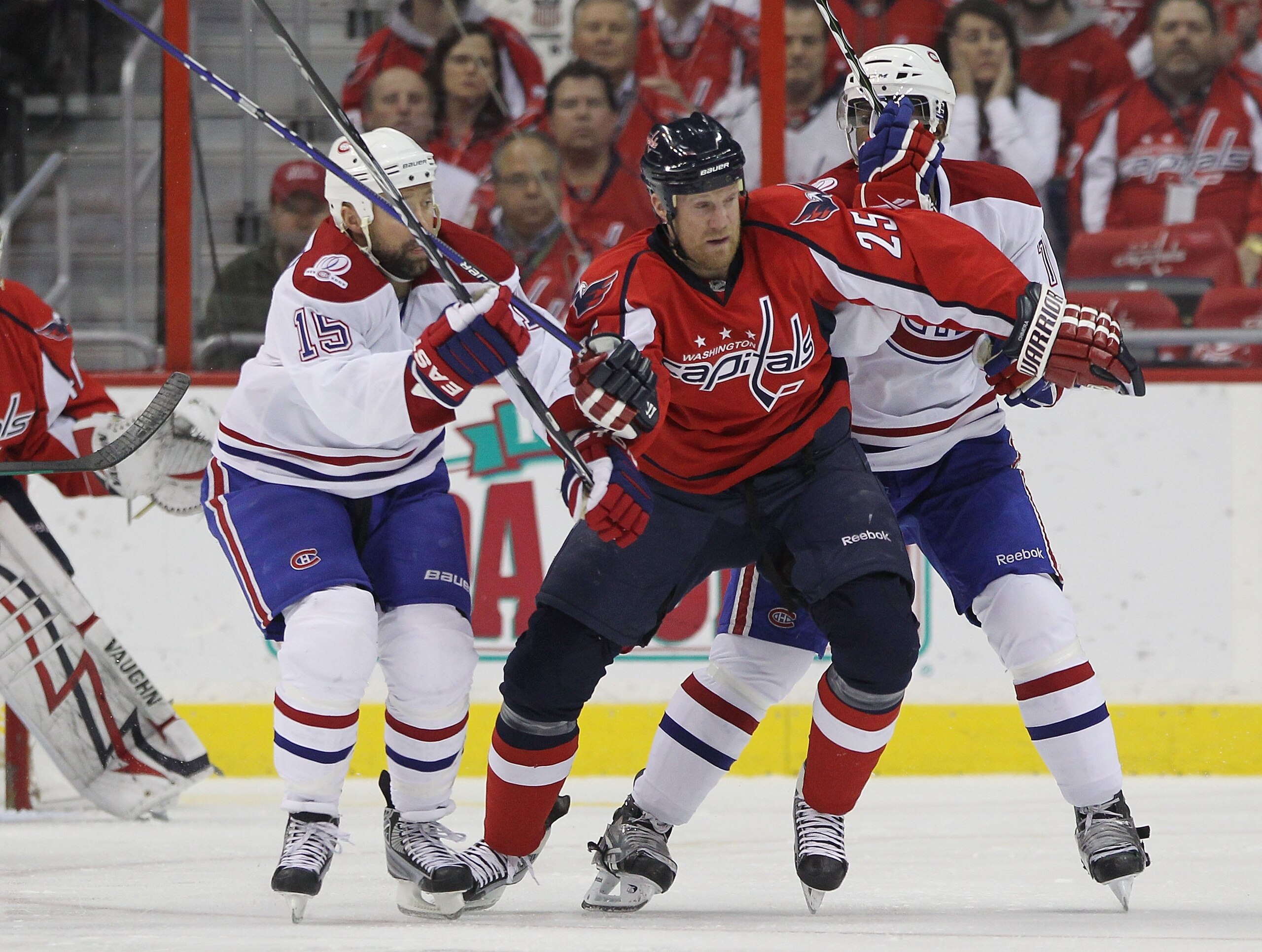 WASHINGTON - APRIL 28: Jason Chimera #25 of the Washington Capitals skates against the Montreal Canadiens in Game Seven of the Eastern Conference Quarterfinals during the 2010 NHL Stanley Cup Playoffs at the Verizon Center on April 28, 2010 in Washington,