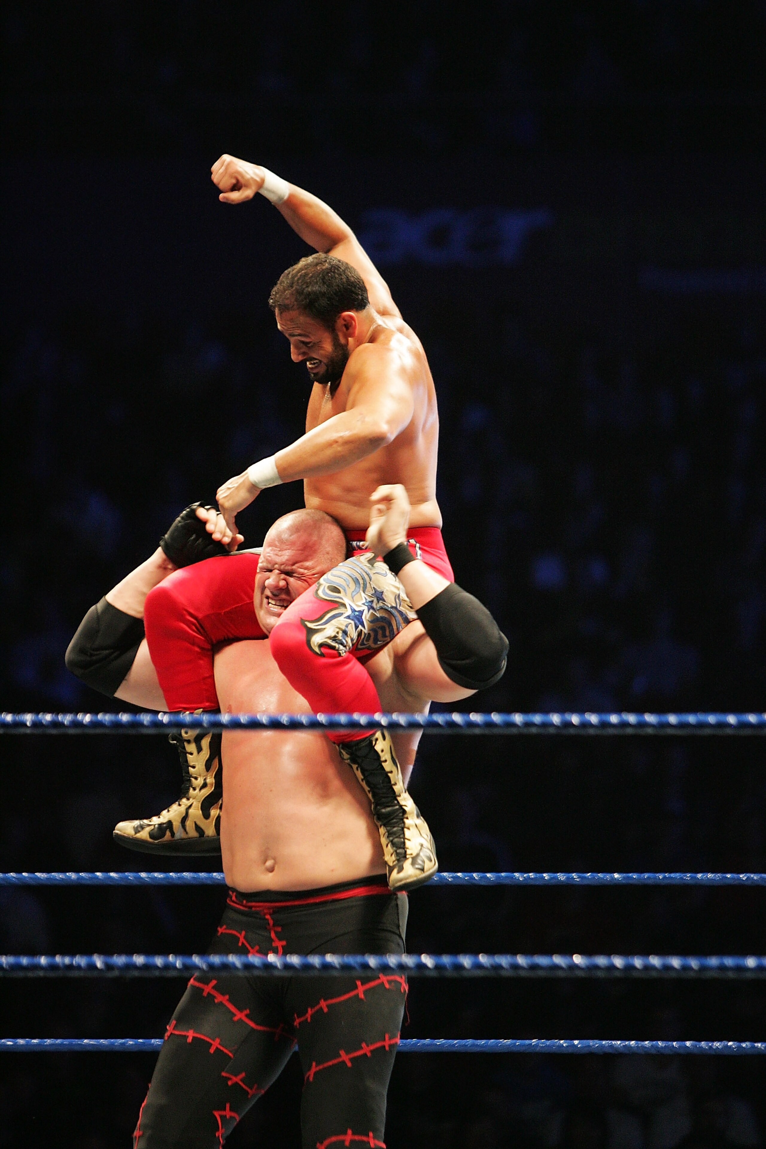 SYDNEY, AUSTRALIA - JUNE 15:  Chavo Guerrero beats on ECW Champion Kane during WWE Smackdown at Acer Arena on June 15, 2008 in Sydney, Australia.  (Photo by Gaye Gerard/Getty Images)