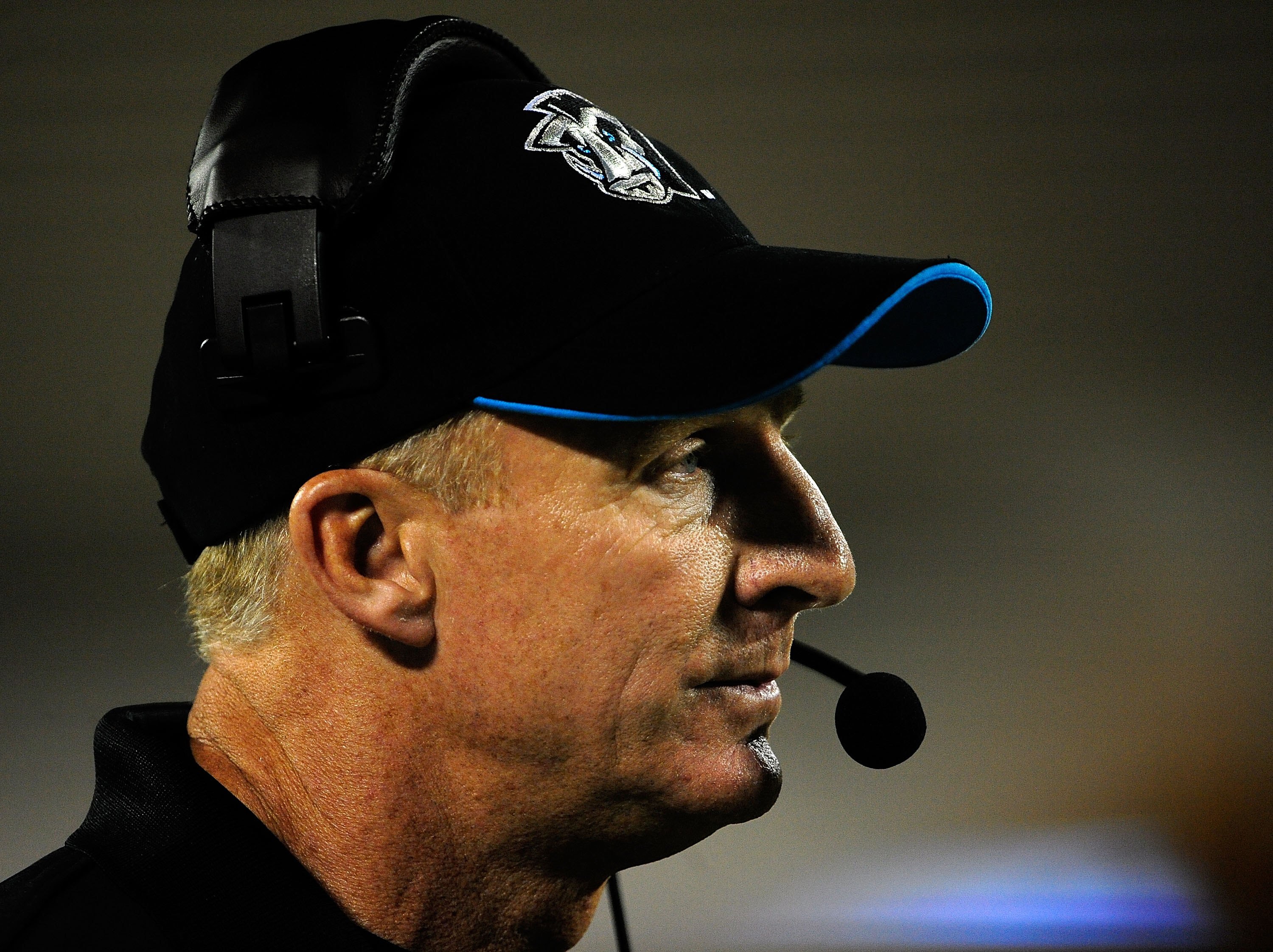 ORLANDO, FL - OCTOBER 22:  Head coach Jim Haslett of the Florida Tuskers watches the play during the game against the California Redwoods at the Florida Citrus Bowl on October 22, 2009 in Orlando, Florida.  (Photo by Sam Greenwood/Getty Images)