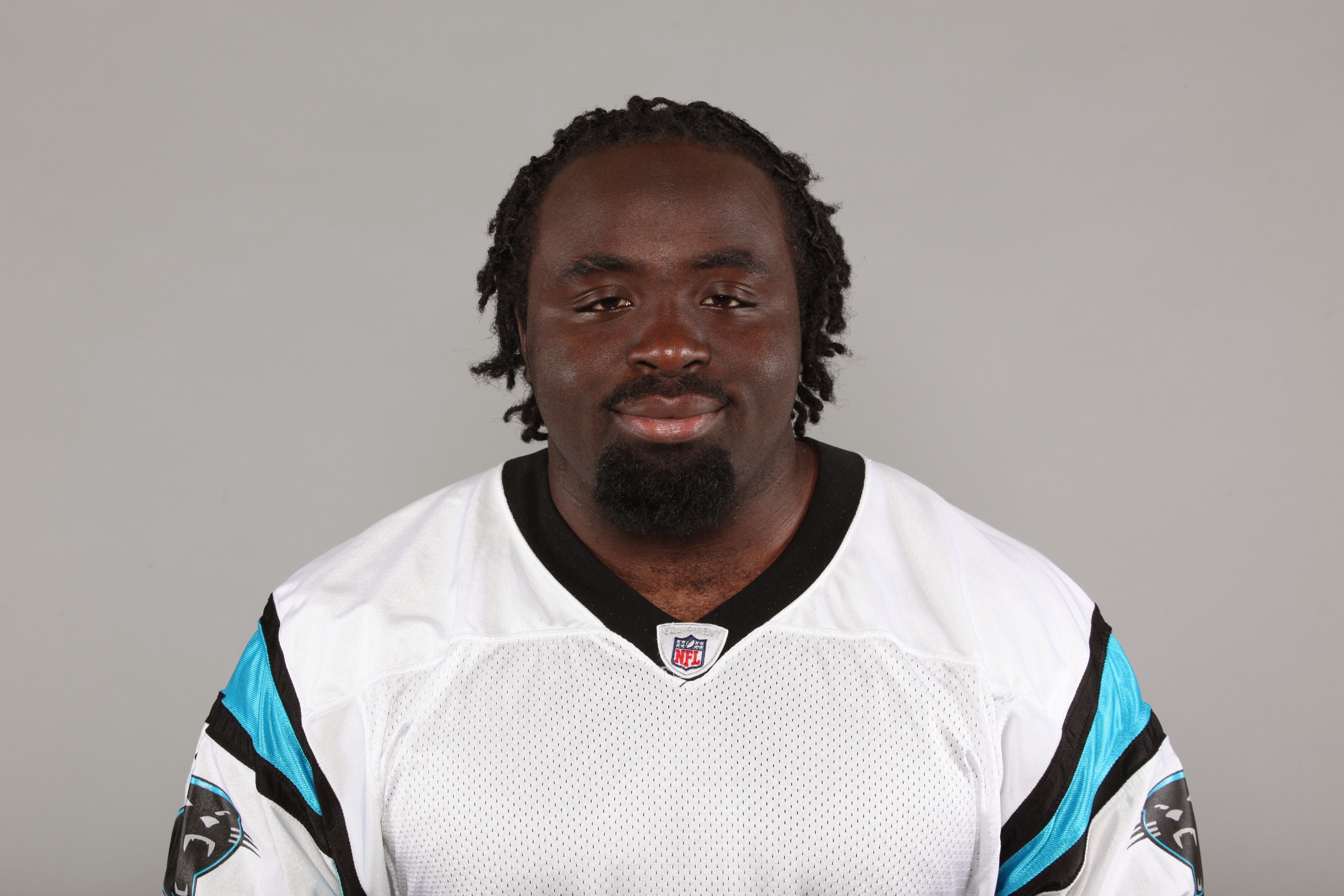 CHARLOTTE, NC - 2009:  Babatunde Oshinowo of the Carolina Panthers poses for his 2009 NFL headshot at photo day in Charlotte, North Carolina. (Photo by NFL Photos)