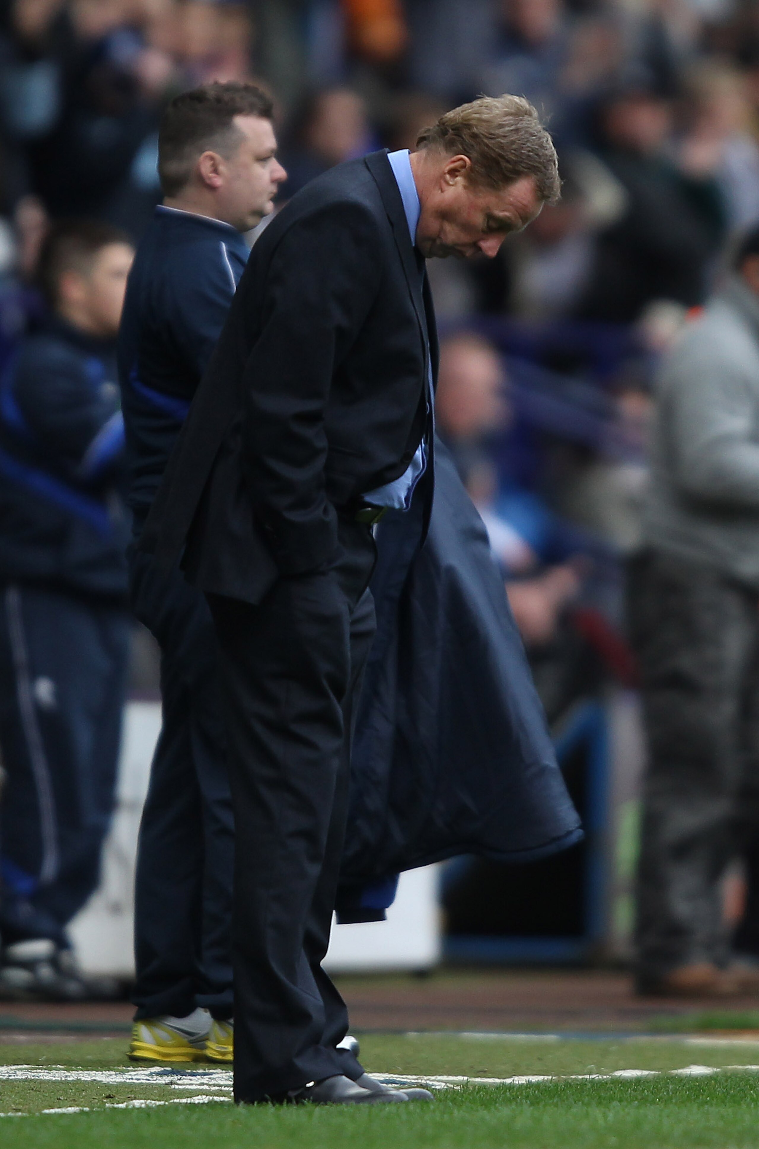 BOLTON, ENGLAND - NOVEMBER 06: Tottenham Hotspur manager Harry Redknapp shows his dejection during the Barclays Premier League match between Bolton Wanderers and Tottenham Hotspur at the Reebok Stadium on November 6, 2010 in Bolton, England.  (Photo by Cl