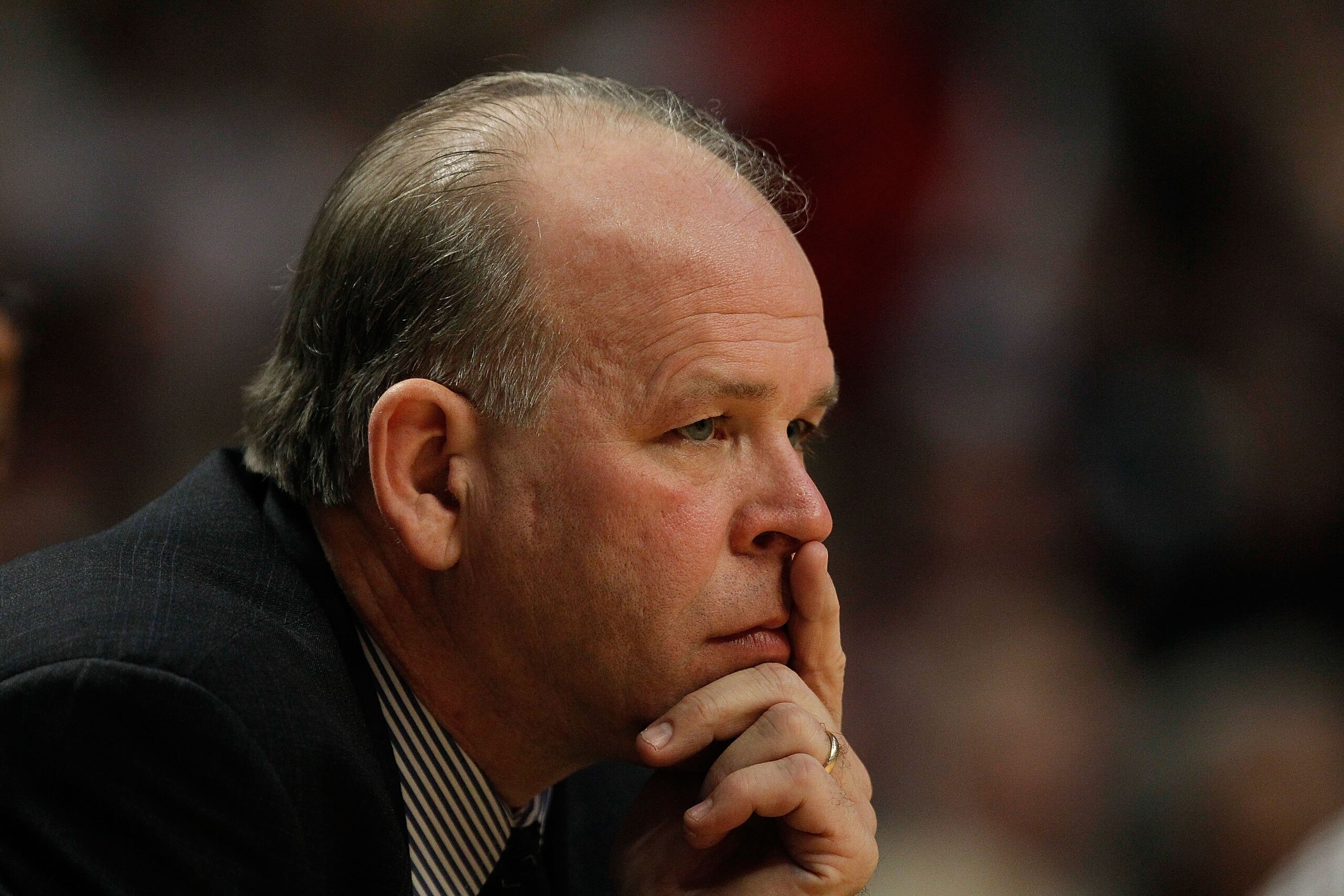 CHICAGO - DECEMBER 02: Head coach John Kuester of the Detroit Pistons watches as his team takes on the Chicago Bulls at the United Center on December 2, 2009 in Chicago, Illinois. The Bulls defeated the Pistons 92-85. NOTE TO USER: User expressly acknowle