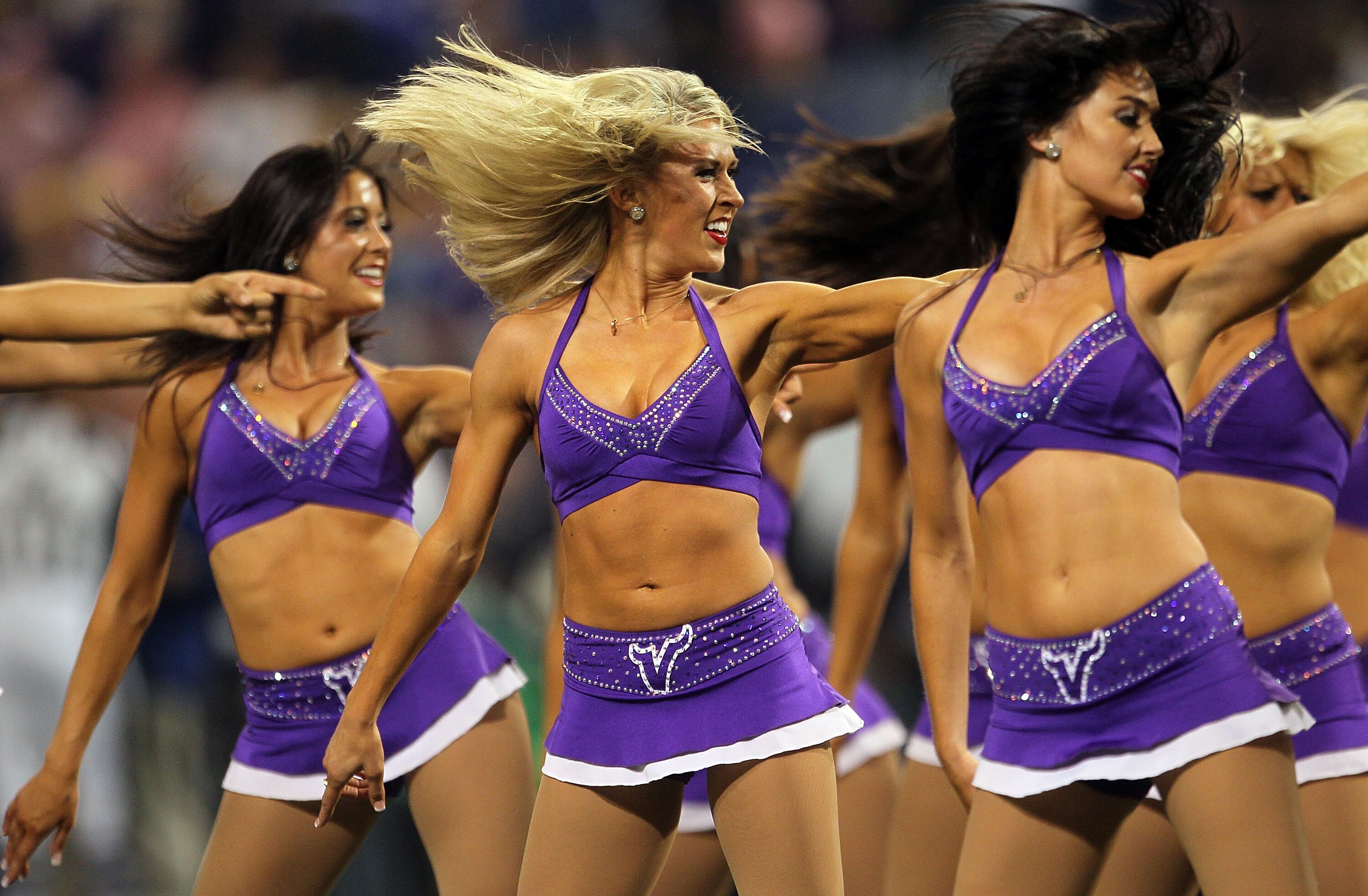 MINNEAPOLIS - SEPTEMBER 26:  Minnesota Vikings cheerleaders perform during a game against the Detroit Lions at Mall of America Field on September 26, 2010 in Minneapolis, Minnesota.  (Photo by Jeff Gross/Getty Images)