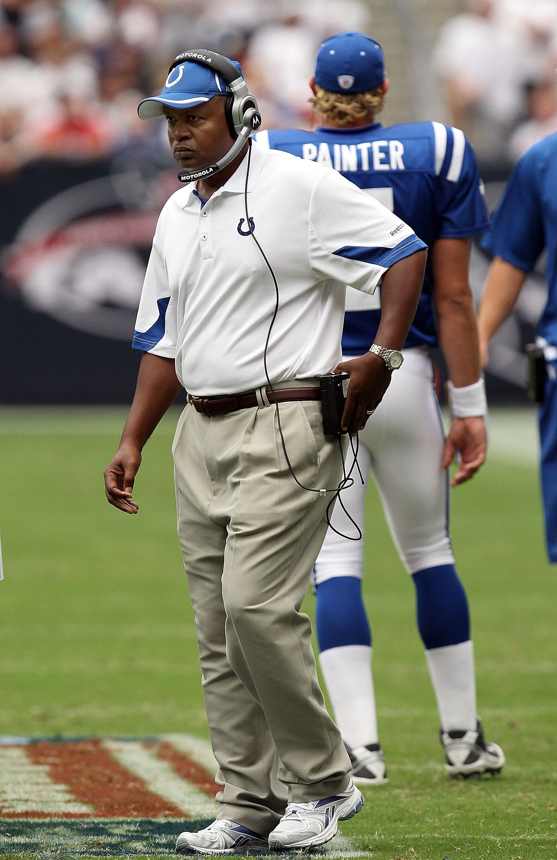 HOUSTON - SEPTEMBER 12:  Head coach Jim Caldwell of the Indianapolis Colts at Reliant Stadium on September 12, 2010 in Houston, Texas.  (Photo by Ronald Martinez/Getty Images)