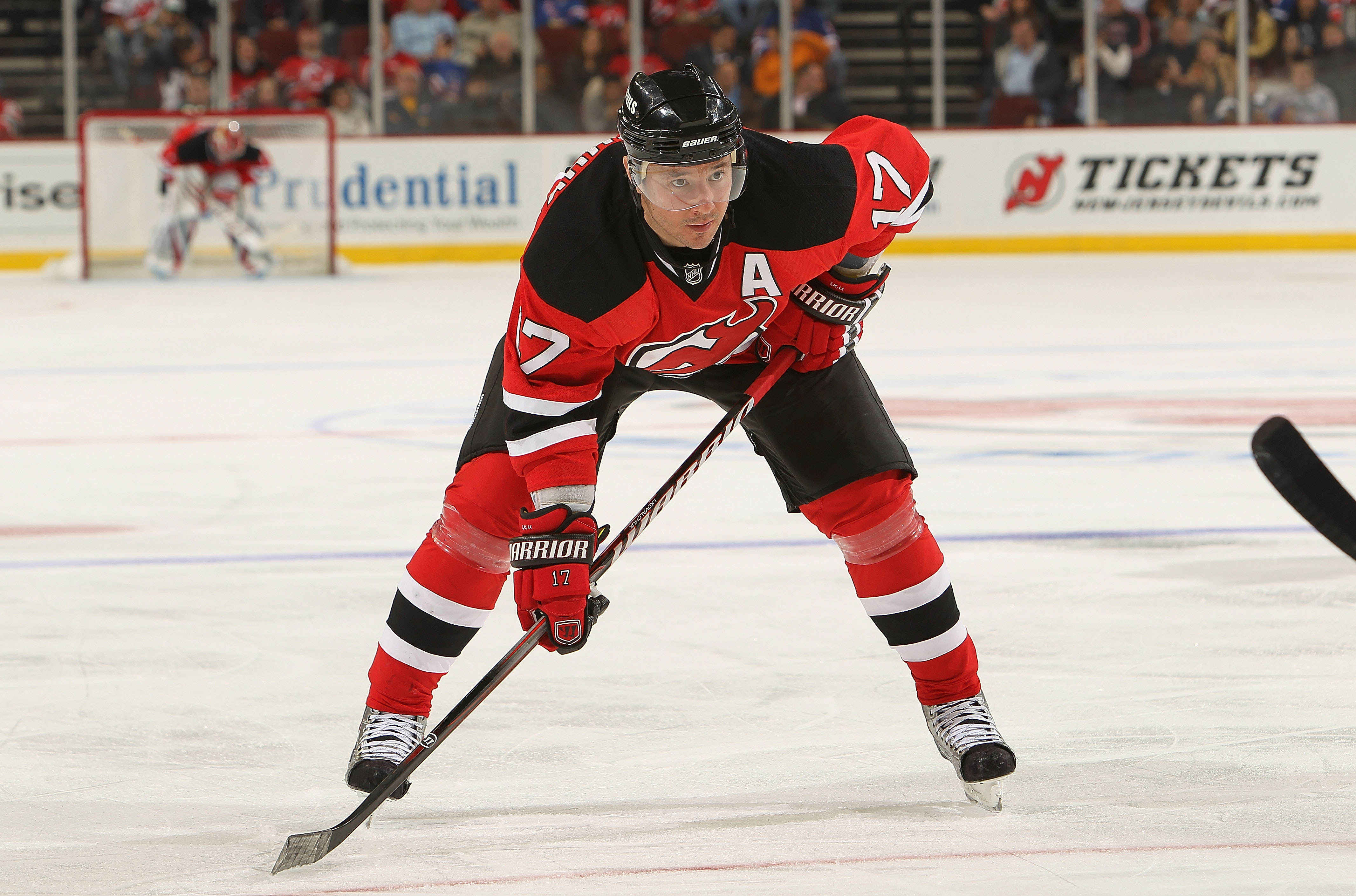 NEWARK, NJ - NOVEMBER 05:  Ilya Kovalchuk #17 of the New Jersey Devils skates against the New York Rangers at the Prudential Center on November 5, 2010 in Newark, New Jersey.  (Photo by Nick Laham/Getty Images)