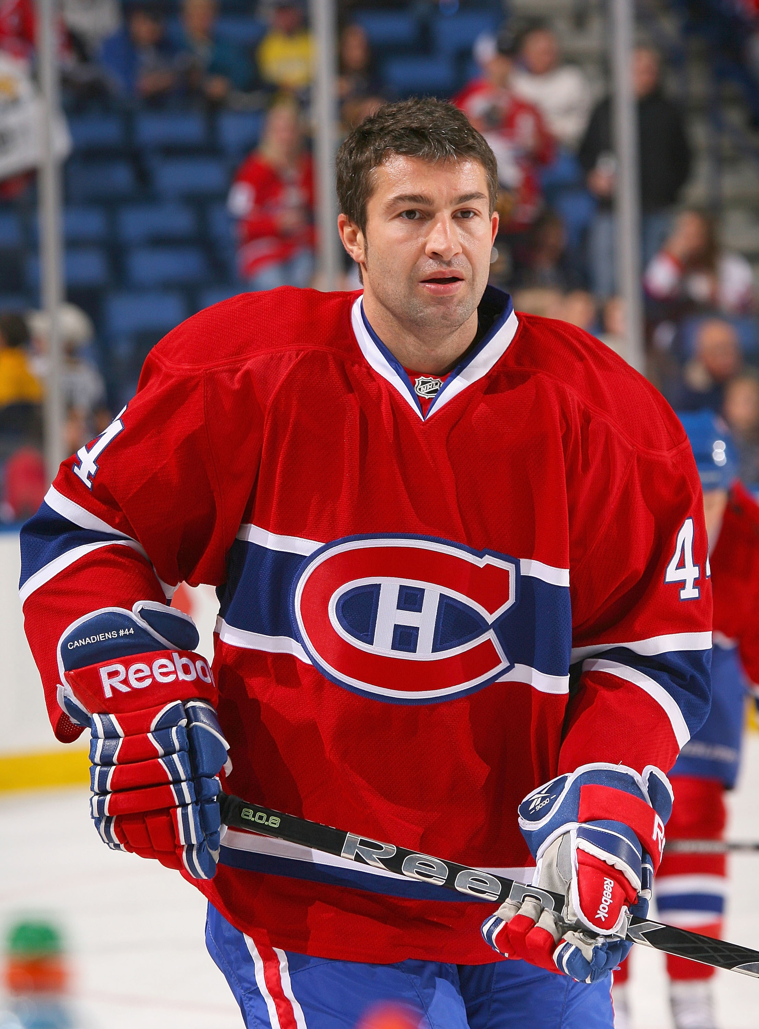 BUFFALO, NY - OCTOBER 15: Roman Hamrlik #44 of the Montreal Canadiens skates during the warmup prior to play against the Buffalo Sabres at HSBC Arena on October 15, 2010 in Buffalo, New York. Montreal won 2-1.  (Photo by Rick Stewart/Getty Images)