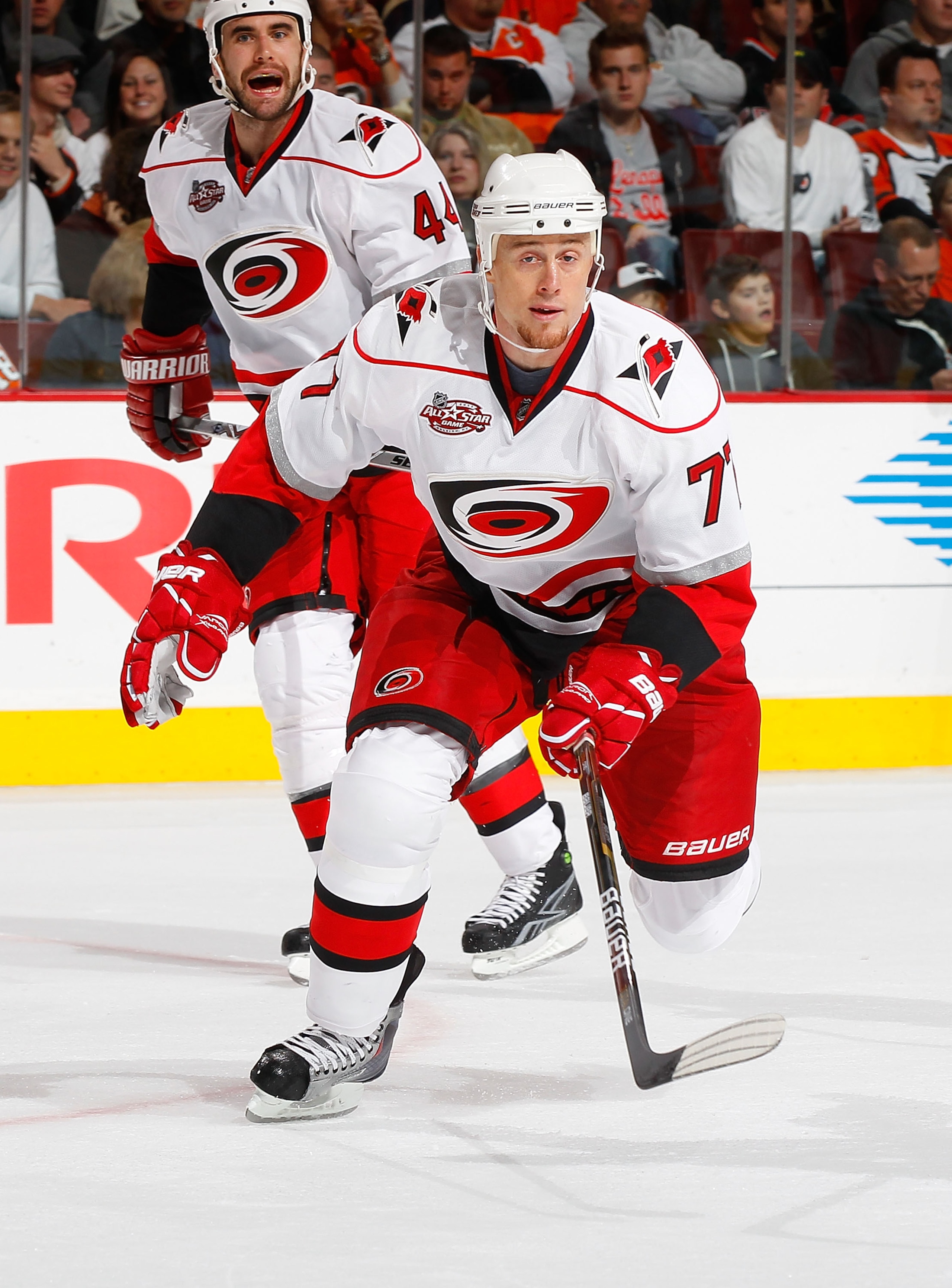 PHILADELPHIA - NOVEMBER 01: Joe Corvo #77 of the Carolina Hurricanes skates against the Philadelphia Flyers on November 1, 2010 at the Wells Fargo Center in Philadelphia, Pennsylvania. Flyers defeat the Hurricanes 3-2. (Photo by Mike Stobe/Getty Images) PHILADELPHIA - NOVEMBER 01: Joe Corvo #77 of the Carolina Hurricanes skates against the Philadelphia Flyers on November 1, 2010 at the Wells Fargo Center in Philadelphia, Pennsylvania. Flyers defeat the Hurricanes 3-2. (Photo by Mike Stobe/Getty Images)