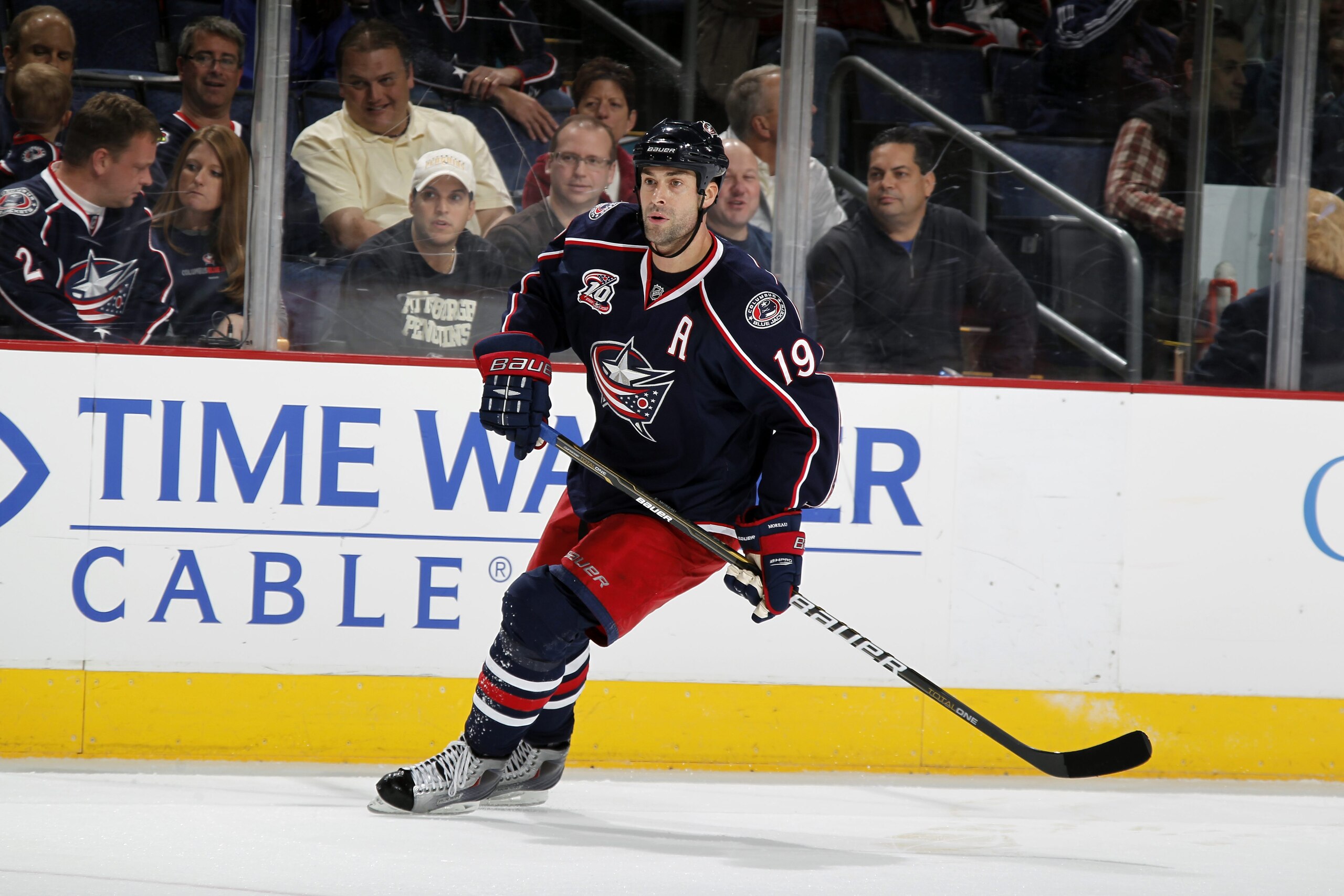 COLUMBUS, OH - OCTOBER 20: Ethan Moreau #19 of the Columbus Blue Jackets skates during a game against the Anaheim Ducks on October 20, 2010 at Nationwide Arena in Columbus, Ohio. (Photo by Gregory Shamus/Getty Images) COLUMBUS, OH - OCTOBER 20: Ethan Moreau #19 of the Columbus Blue Jackets skates during a game against the Anaheim Ducks on October 20, 2010 at Nationwide Arena in Columbus, Ohio. (Photo by Gregory Shamus/Getty Images)