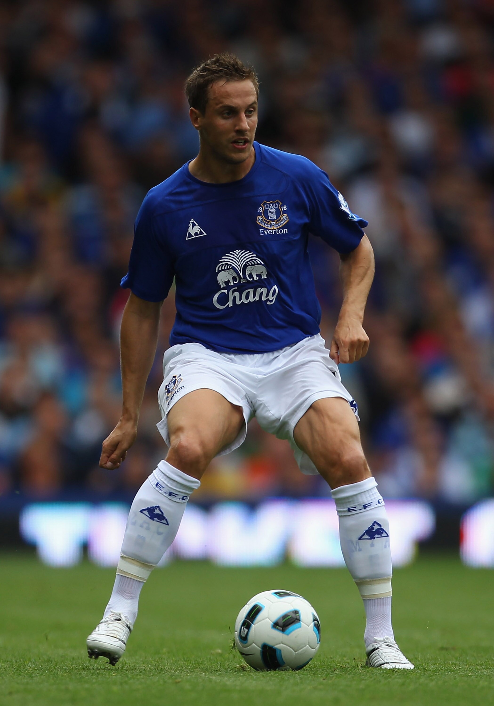 LIVERPOOL, ENGLAND - AUGUST 21:  Phil Jagielka of Everton during the Barclays Premier League match between Everton and Wolverhampton Wanderers at Goodison Park on August 21, 2010 in Liverpool, England.  (Photo by Alex Livesey/Getty Images)