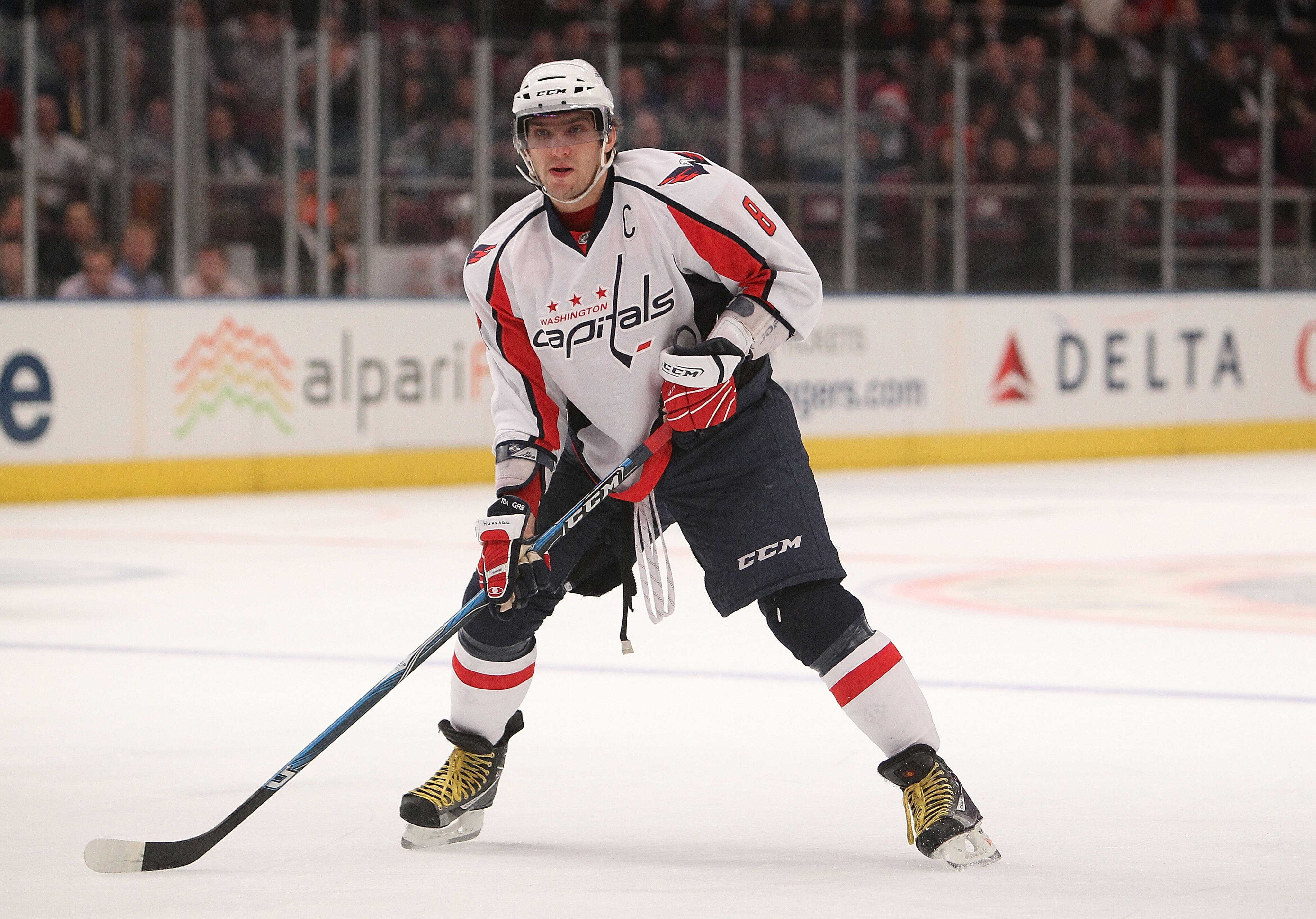 NEW YORK - NOVEMBER 09:  Alex Ovechkin of the Washington Capitals on the ice against the New York Rangers at Madison Square Garden on November 9, 2010 in New York City.  (Photo by Nick Laham/Getty Images)
