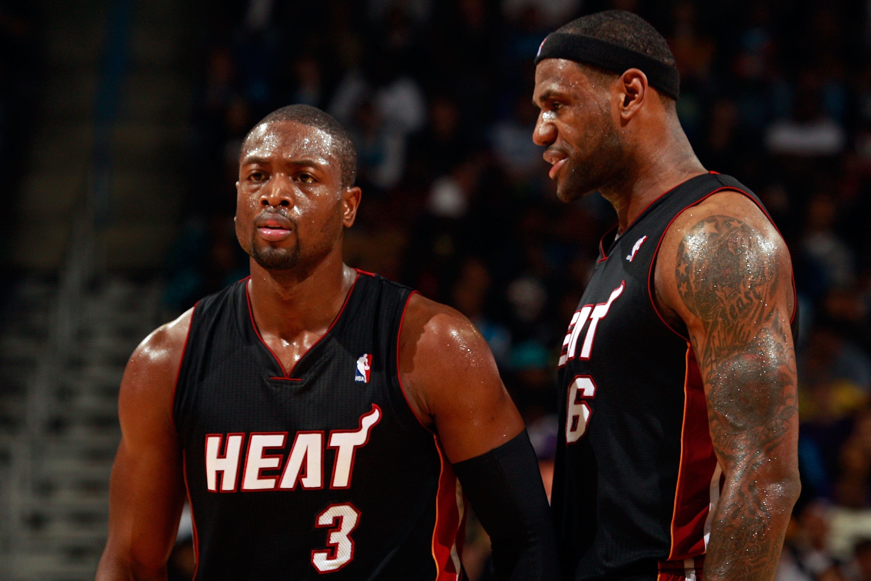 NEW ORLEANS - NOVEMBER 05:  Dwyane Wade #3 and LeBron James #6  of the Miami Heat in action during the game against the New Orleans Hornets at the New Orleans Arena on November 5, 2010 in New Orleans, Louisiana.  NOTE TO USER: User expressly acknowledges 