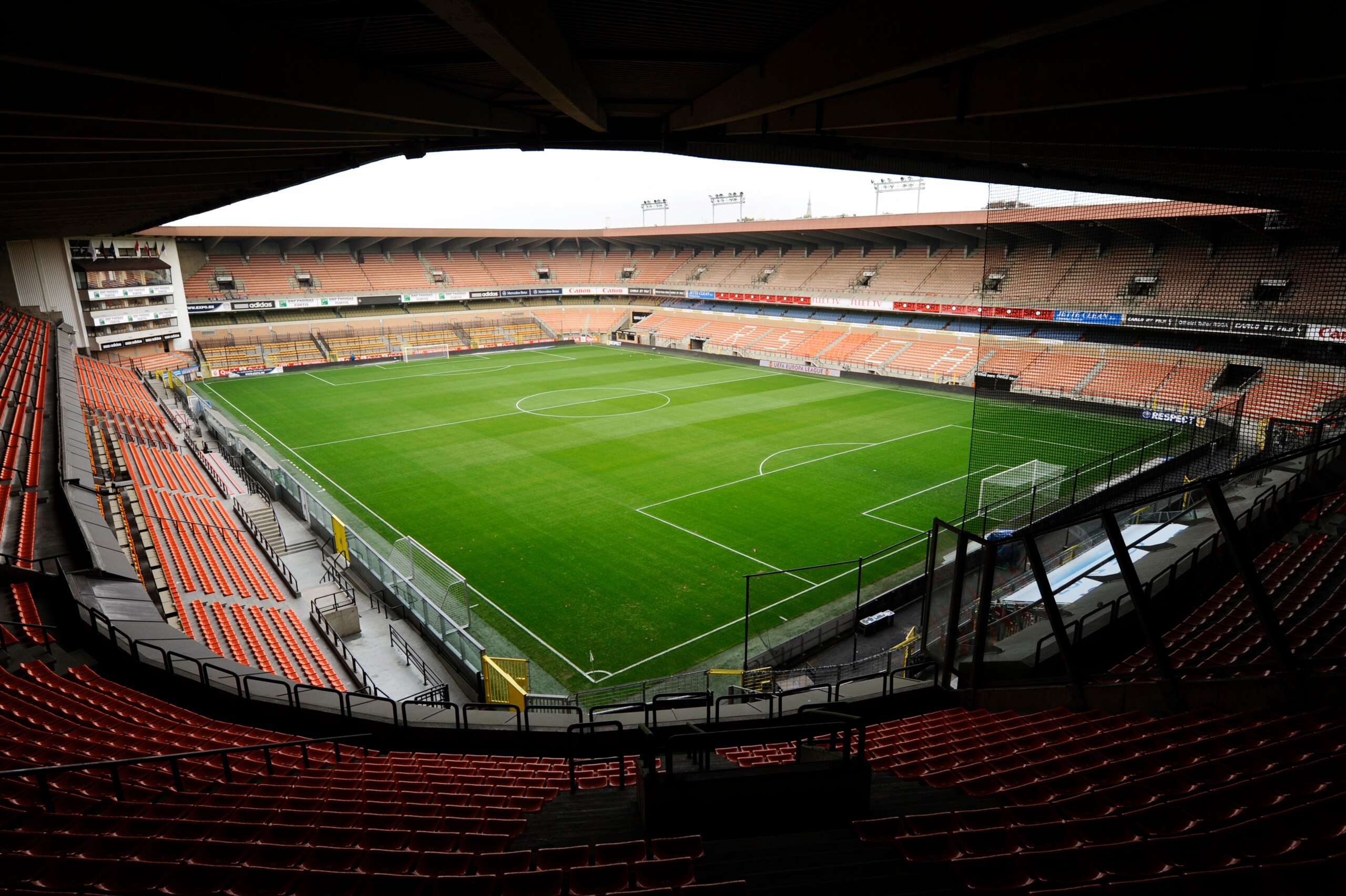 BRUSSELS, BELGIUM - OCTOBER 28: General view of the Constant Vanden Stock Stadium taken during the Belgian Cofidis Cup match between RSC Anderlecht and RCS Verviers held on October 28, 2009 at the Constant Vanden Stock Stadium, in Brussels, Belgium. (Pho BRUSSELS, BELGIUM - OCTOBER 28: General view of the Constant Vanden Stock Stadium taken during the Belgian Cofidis Cup match between RSC Anderlecht and RCS Verviers held on October 28, 2009 at the Constant Vanden Stock Stadium, in Brussels, Belgium. (Pho
