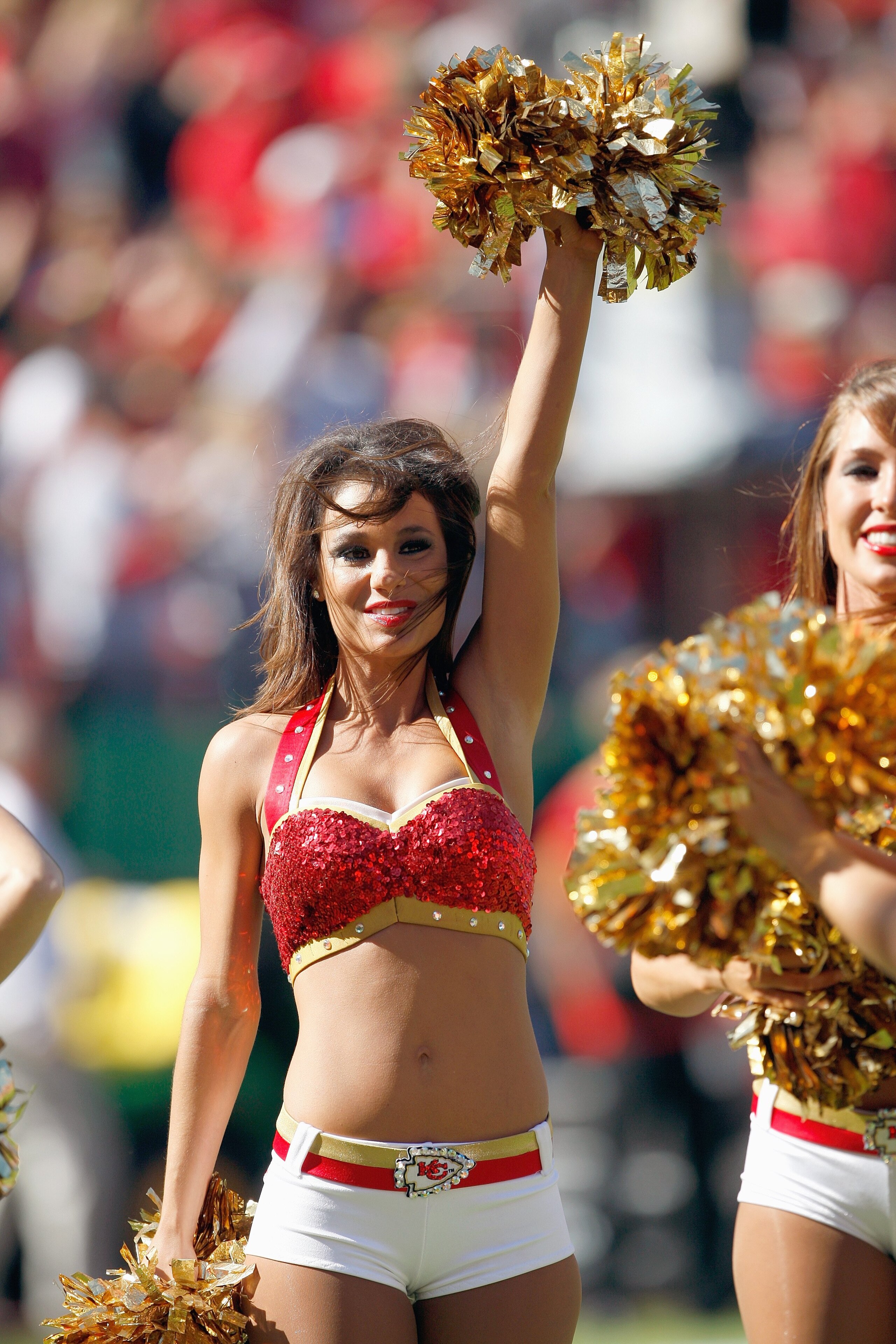 KANSAS CITY - OCTOBER 19:  A cheerleader of the Kansas City Chiefs performs during the game against the Tennessee Titans at Arrowhead Stadium on October 19, 2008 in Kansas City, Missouri. (Photo by: Jamie Squire/Getty Images)