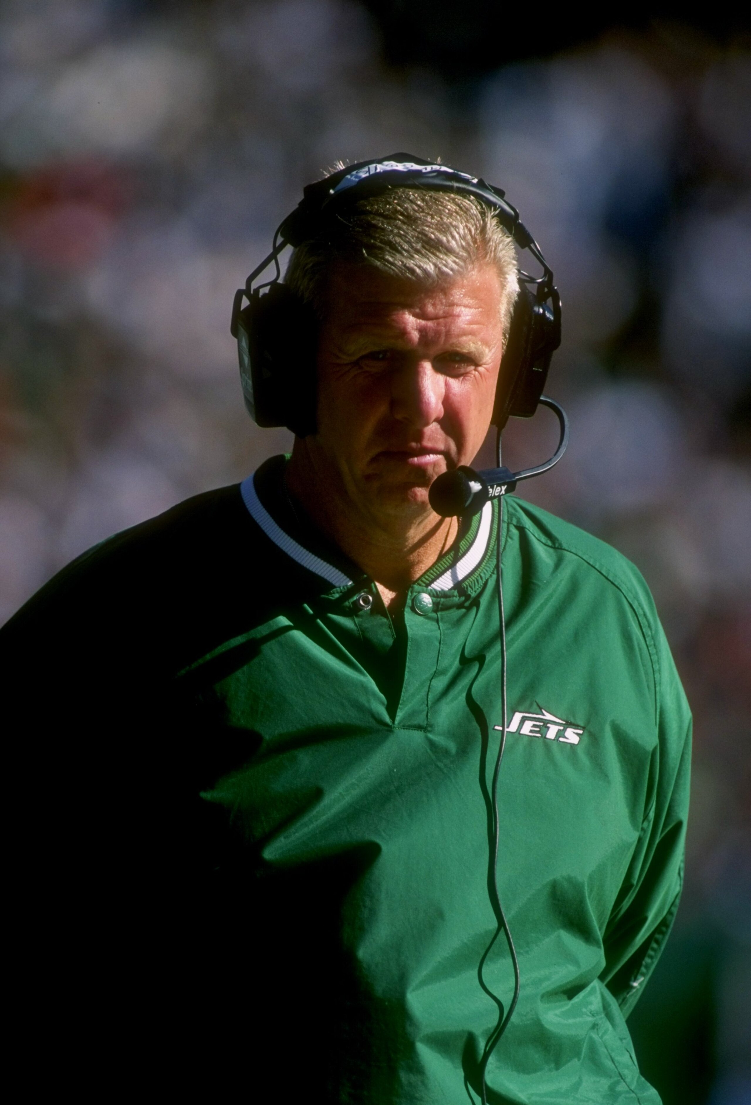 21 Sep 1997:  Head coach Bill Parcells of the New York Jets during the Jets 24-23 victory over the Oakland Radiers at Giants Stadium in East Rutherford, New Jersey. Mandatory Credit: Al Bello  /Allsport
