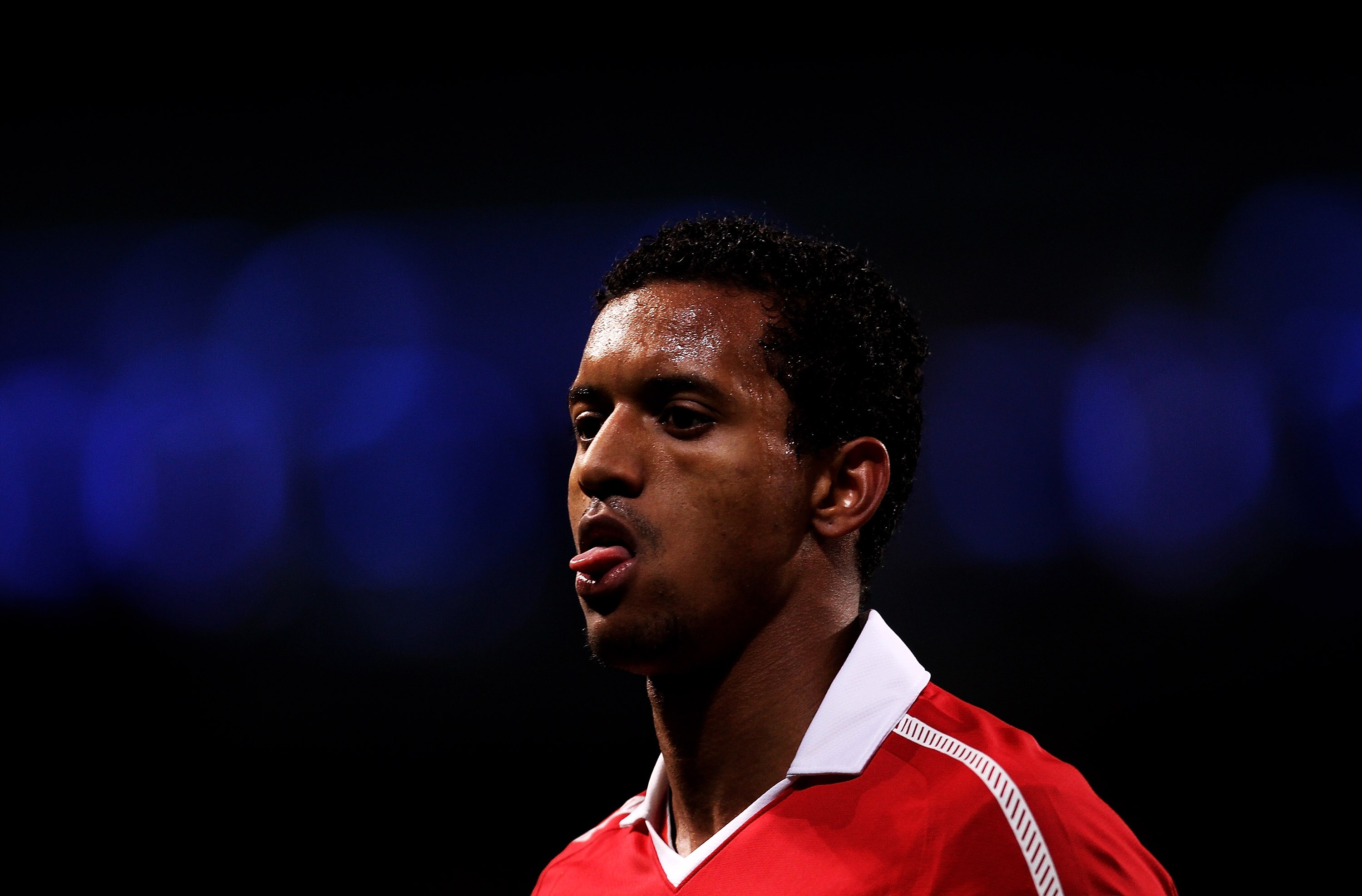 MANCHESTER, ENGLAND - NOVEMBER 10:  Nani of Manchester United looks on during the Barclays Premier League match between Manchester City and Manchester United at the City of Manchester Stadium on November 10, 2010 in Manchester, England.  (Photo by Alex Li