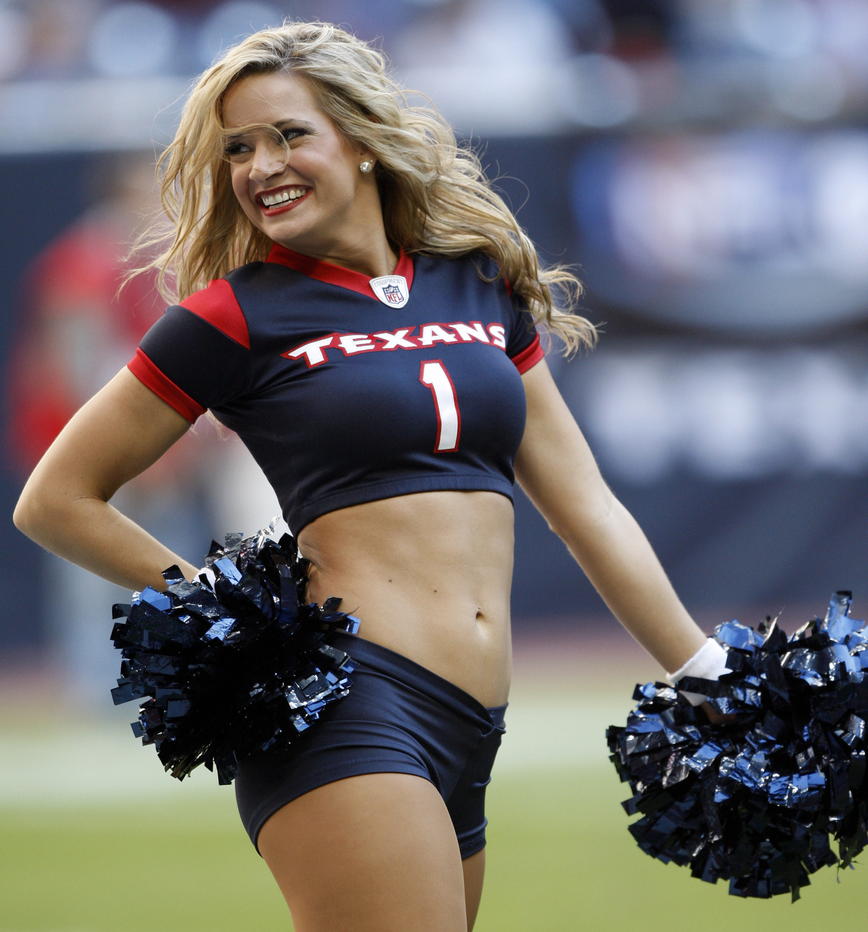 HOUSTON - NOVEMBER 07:  A Houston Texans cheerleader performs against the San Diego Chargers at Reliant Stadium on November 7, 2010 in Houston, Texas.  (Photo by Bob Levey/Getty Images)