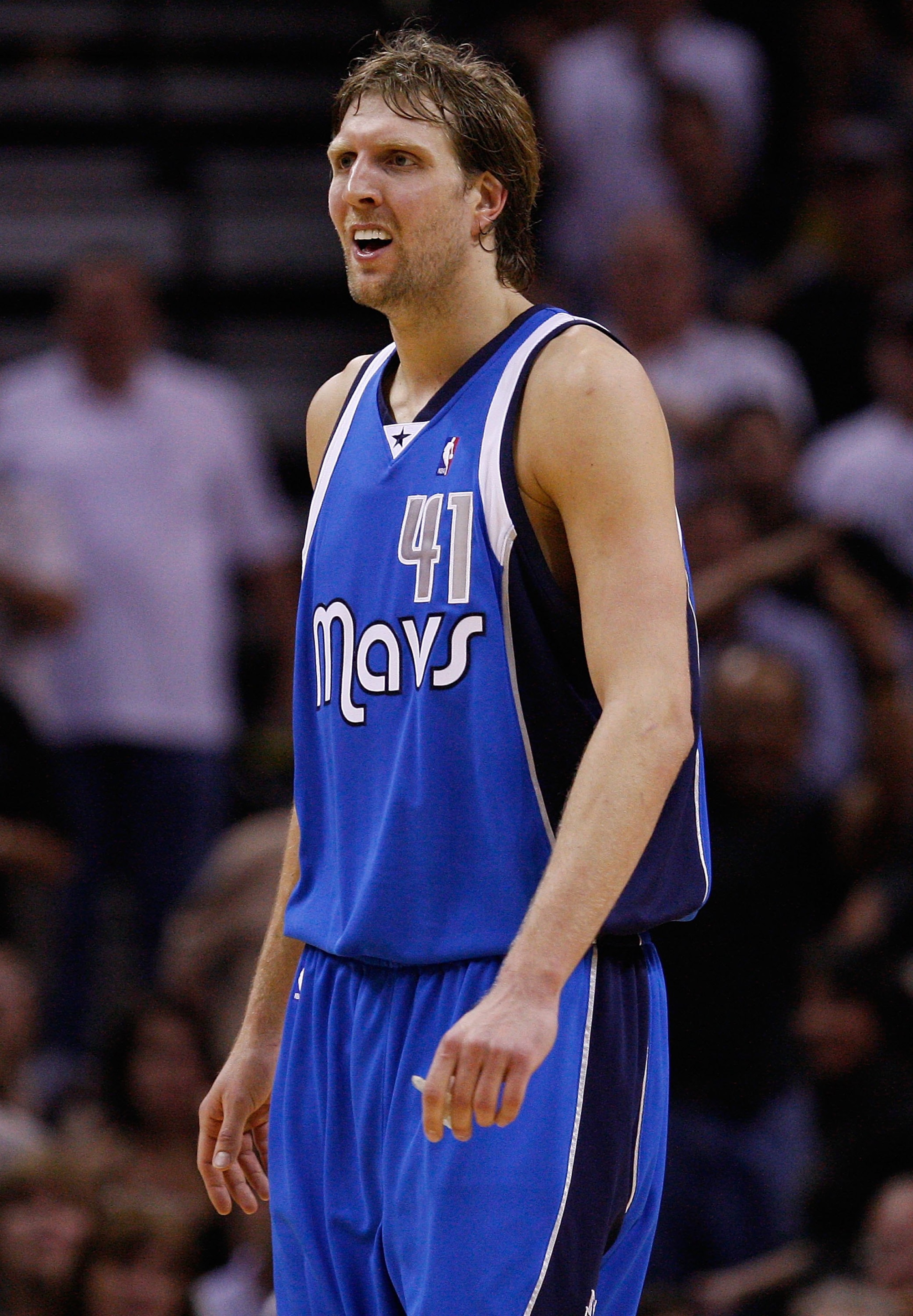 SAN ANTONIO - APRIL 23:  Dirk Nowitzki #41 of the Dallas Mavericks in Game Three of the Western Conference Quarterfinals during the 2010 NBA Playoffs at AT&T Center on April 23, 2010 in San Antonio, Texas. NOTE TO USER: User expressly acknowledges and agr