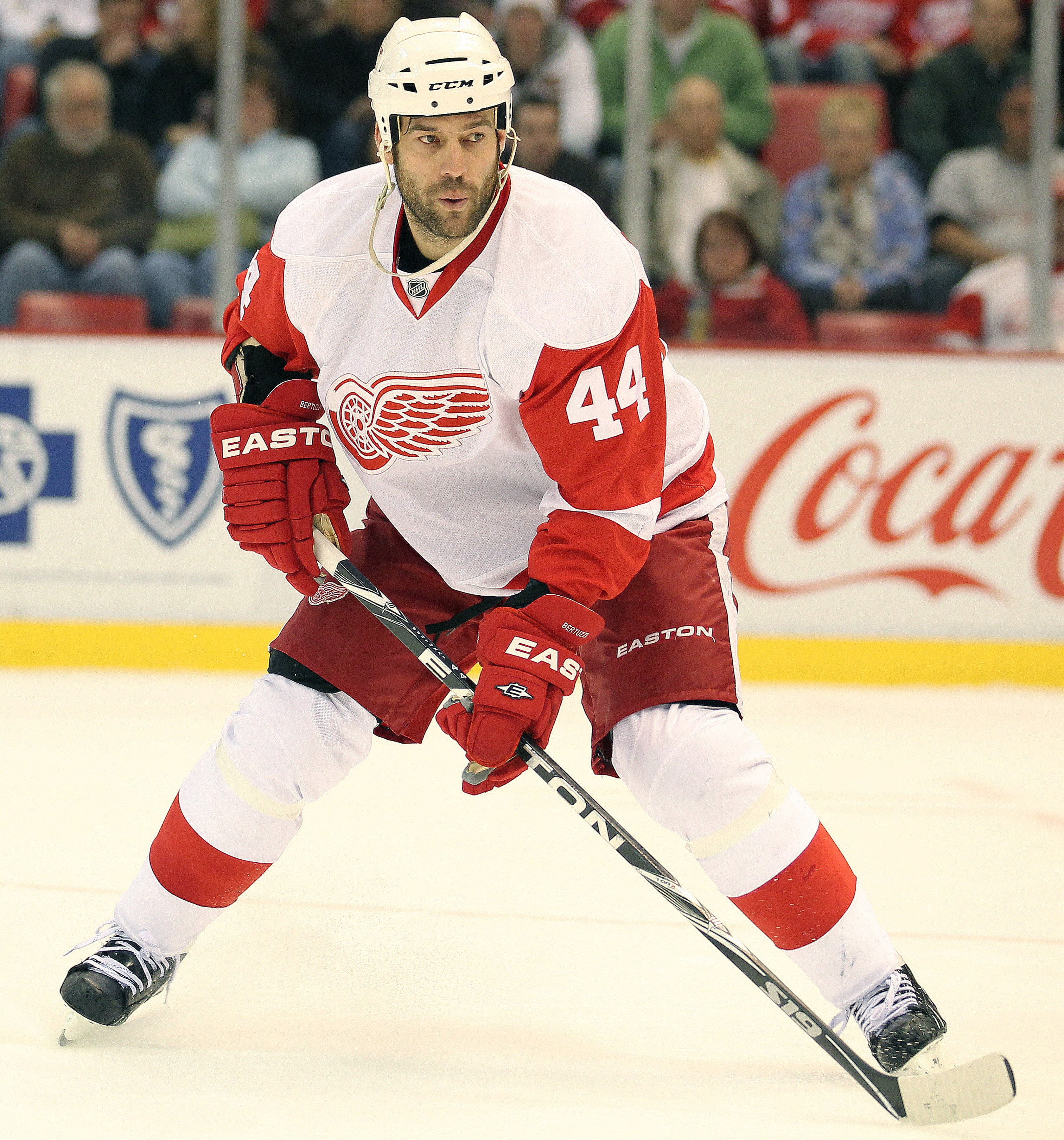 DETROIT,MI - OCTOBER 30:  Todd Bertuzzi #44 of the Detroit Red Wings skates in a game against the Nashville Predators on October 30,2010 at the Joe Louis Arena in Detroit , Michigan. The Wings defeated the Predators 5-2. (Photo by Claus Andersen/Getty Ima
