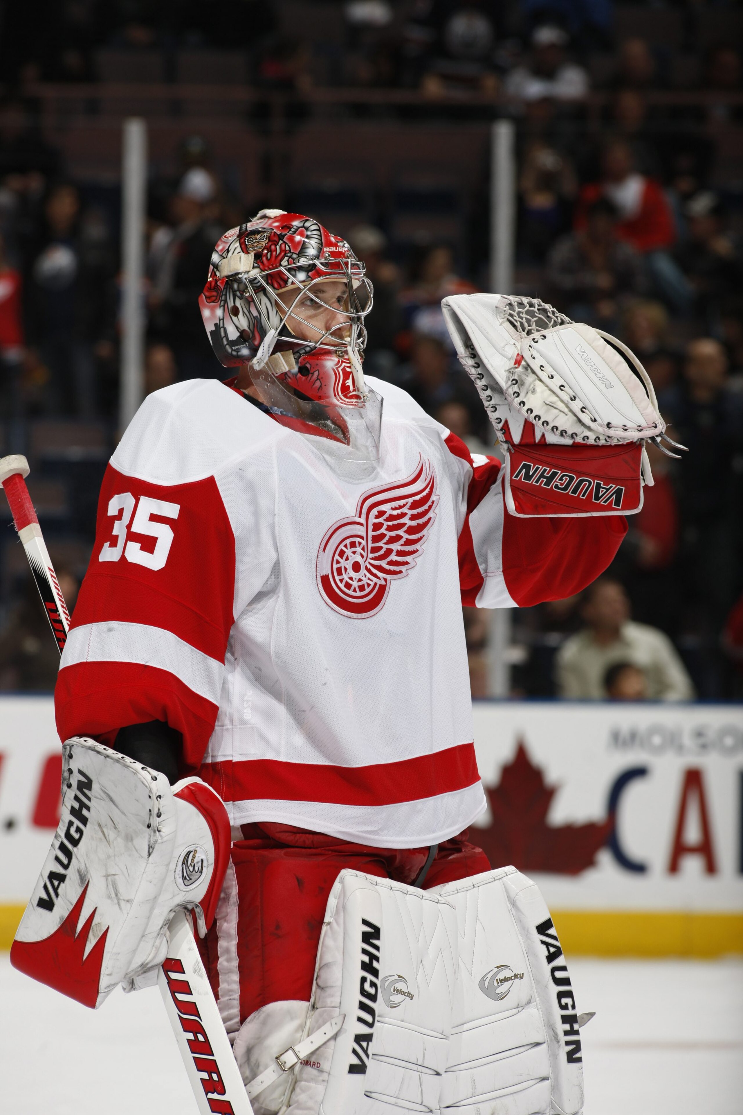 EDMONTON, CANADA - NOVEMBER 5: Jimmy Howard #35 of the Detroit Red Wings skates against the Edmonton Oilers on November 5, 2010 at Rexall Place in Edmonton, Alberta, Canada. (Photo by Dale MacMillan/Getty Images) EDMONTON, CANADA - NOVEMBER 5: Jimmy Howard #35 of the Detroit Red Wings skates against the Edmonton Oilers on November 5, 2010 at Rexall Place in Edmonton, Alberta, Canada. (Photo by Dale MacMillan/Getty Images)