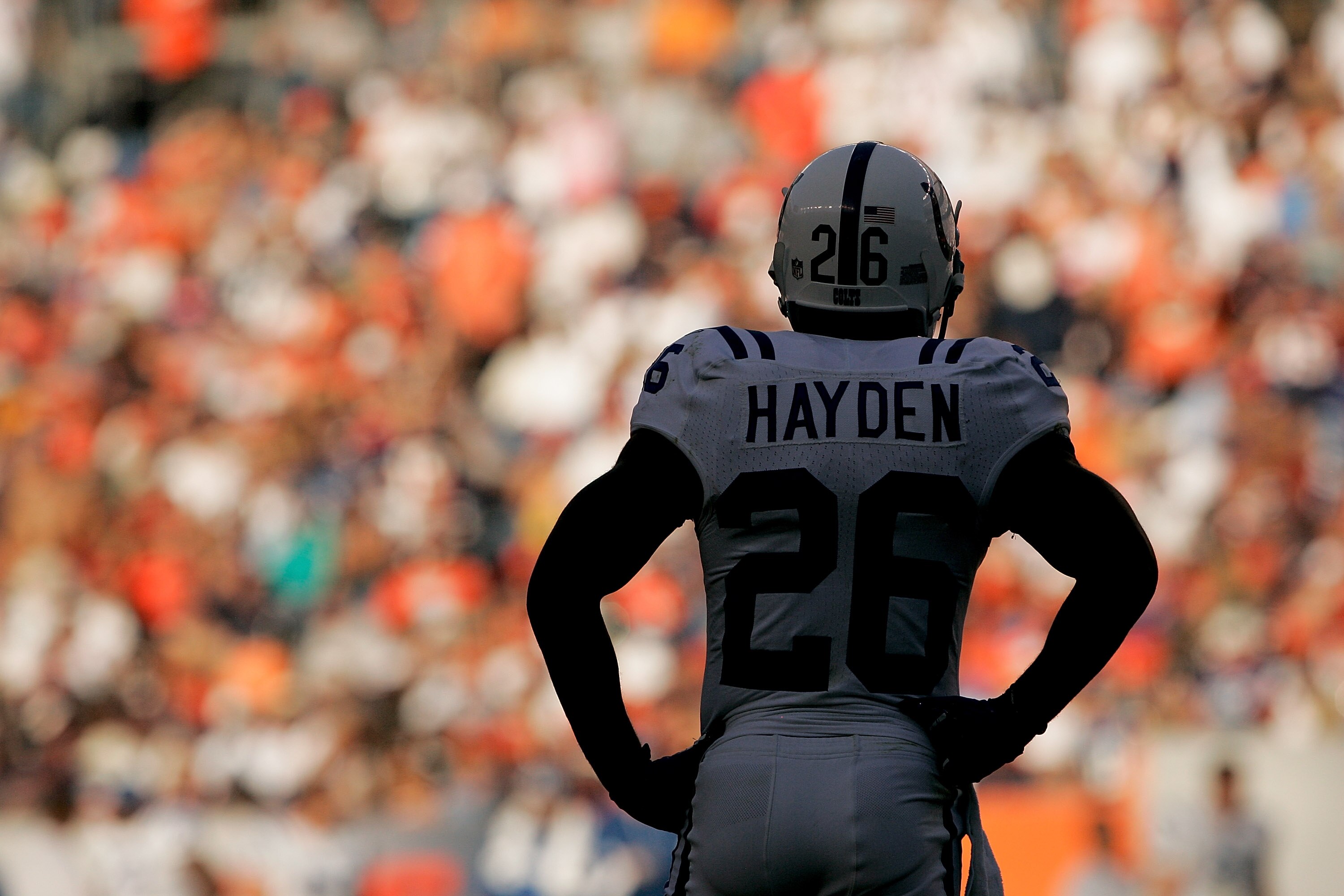 DENVER - SEPTEMBER 26:  Cornerback Kelvin Hayden #26 the Indianapolis Colts waits for a play to start against the Denver Broncos during NFL action at INVESCO Field at Mile High on September 26, 2010 in Denver, Colorado. The Colts won 27-13. (Photo by Just