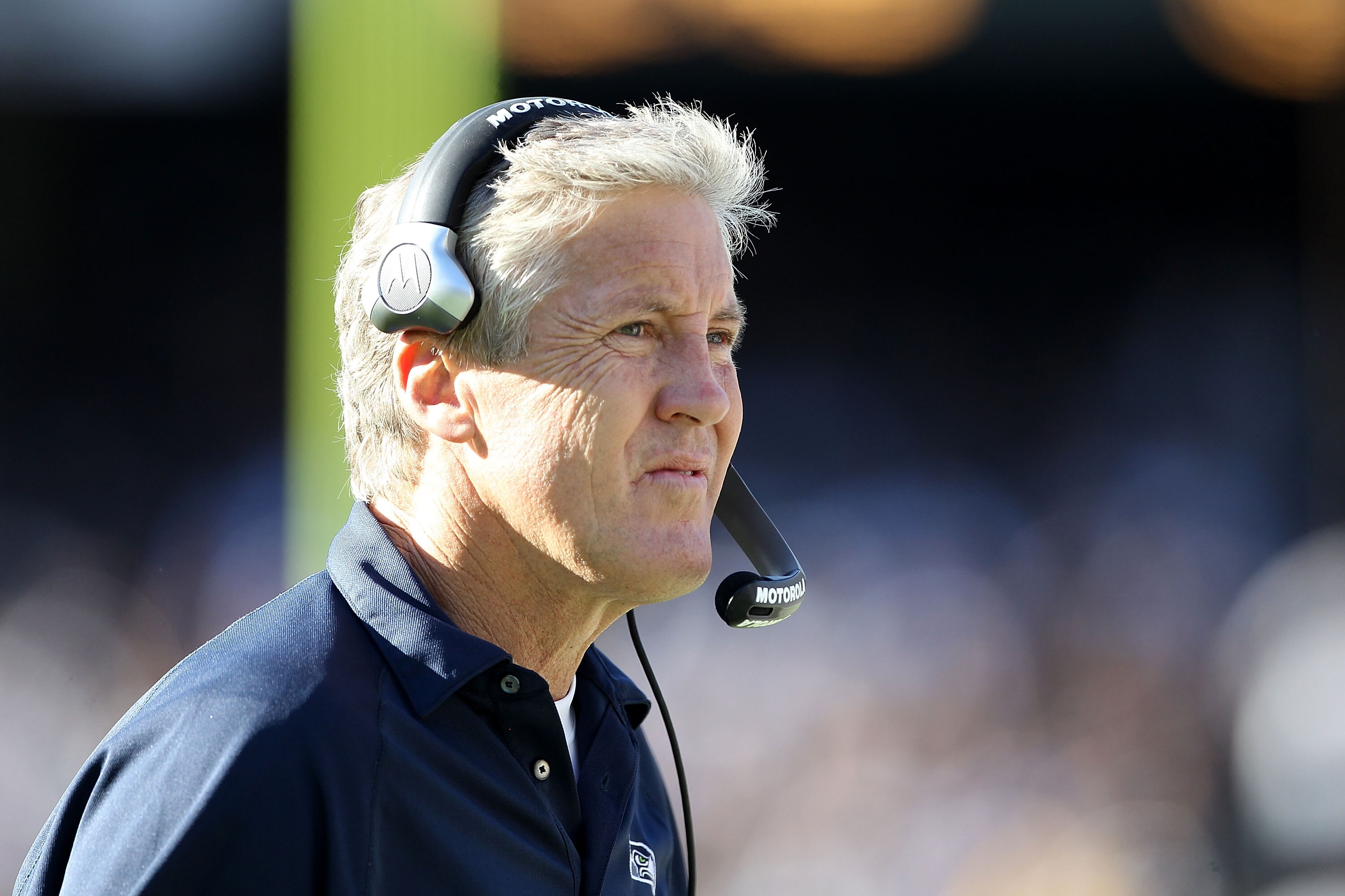 OAKLAND, CA - OCTOBER 31:  Head coach Pete Carroll of the Seattle Seahawks in action against the Oakland Raiders at Oakland-Alameda County Coliseum on October 31, 2010 in Oakland, California.  (Photo by Ezra Shaw/Getty Images)
