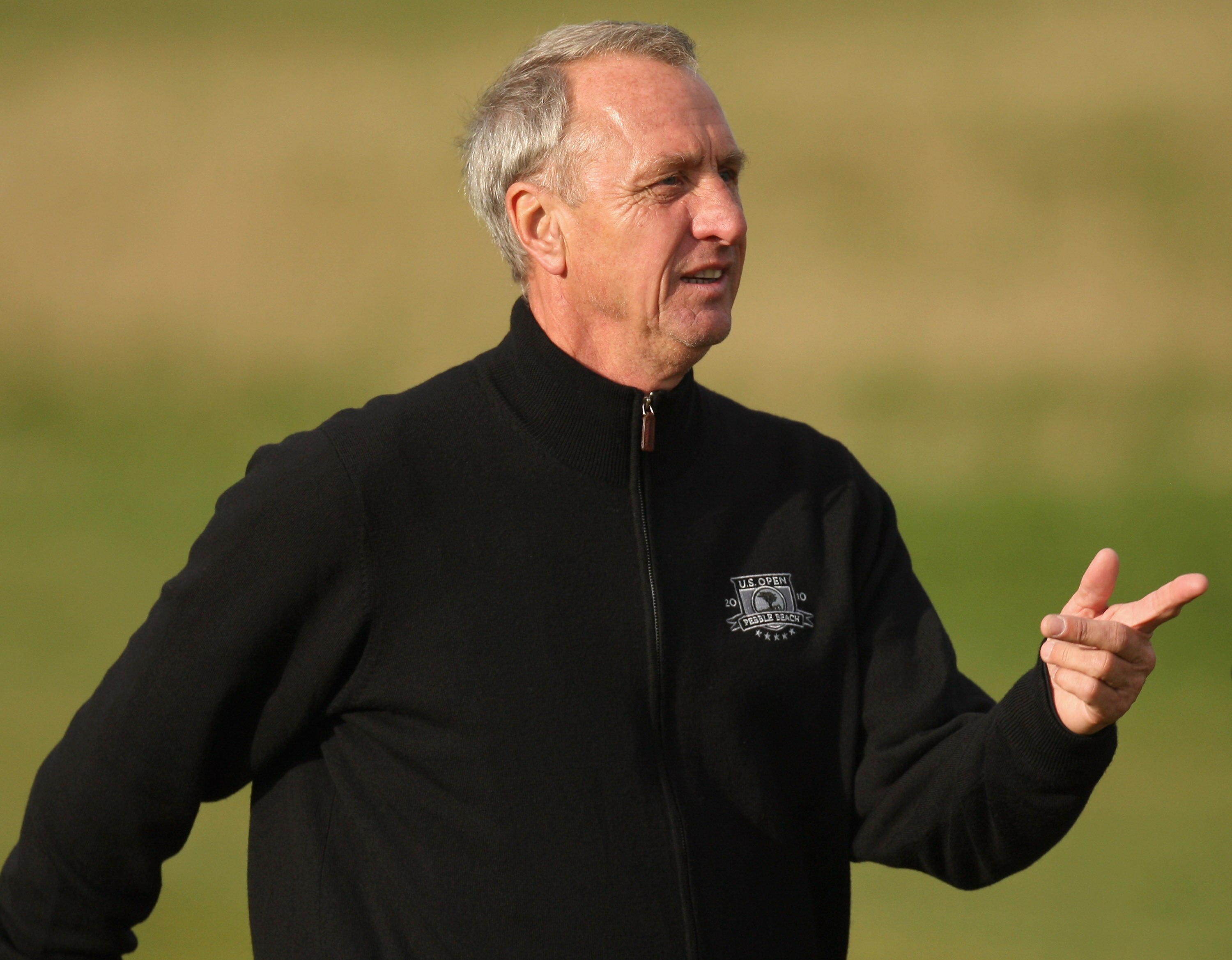 ST. ANDREWS, UNITED KINGDOM - OCTOBER 1:  Dutch football legend Johan Cruyff during the final practice round of The Alfred Dunhill Links Championship at The Old Course on October 1, 2008 in St.Andrews, Scotland. (Photo by Ross Kinnaird/Getty Images)