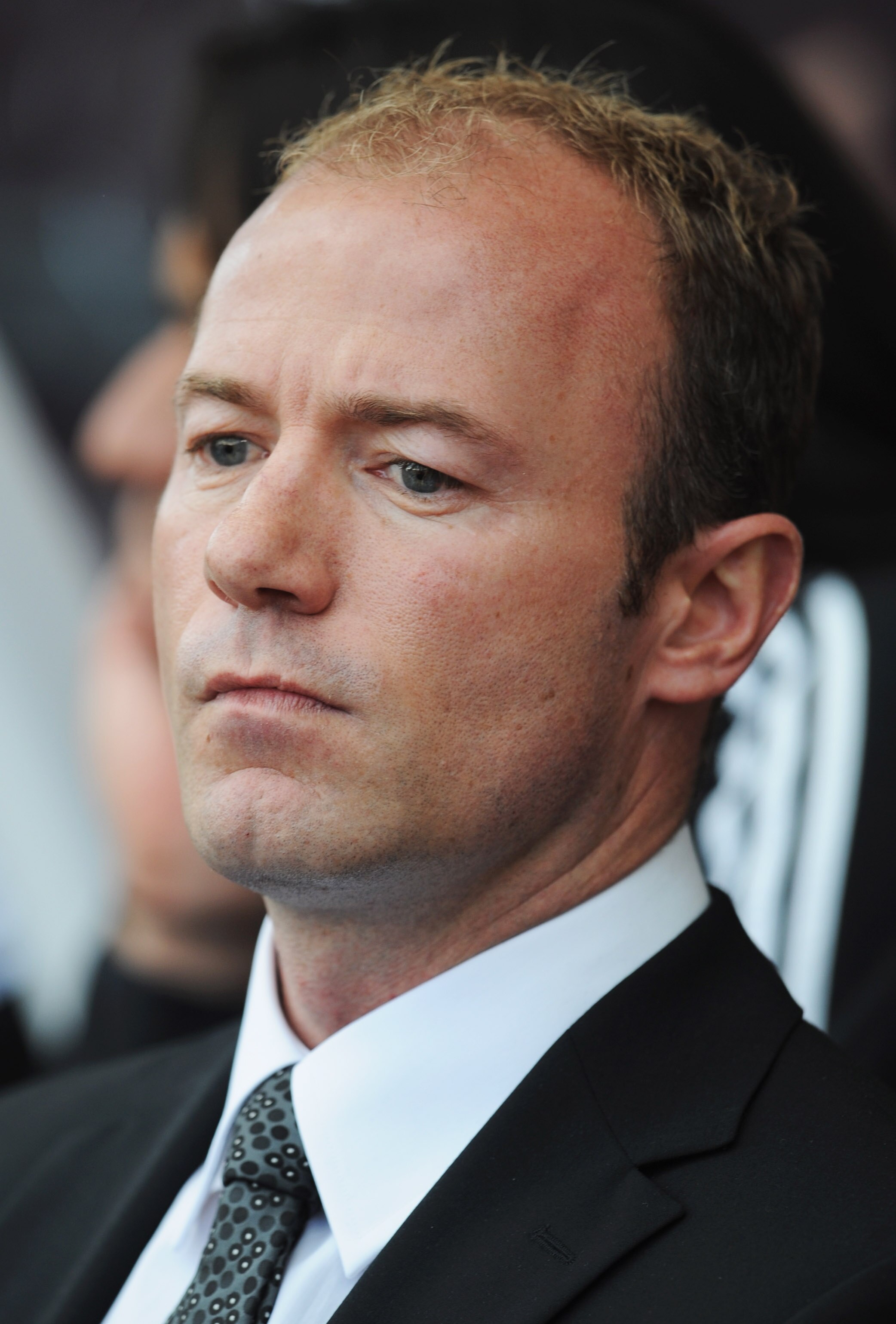 STOKE, UNITED KINGDOM - APRIL 11:  Alan Shearer interim manager of Newcastle United looks thoughtful prior to the Barclays Premier League match between Stoke City and Newcastle United at the Britannia Stadium on April 11, 2009 in Stoke, England.  (Photo b