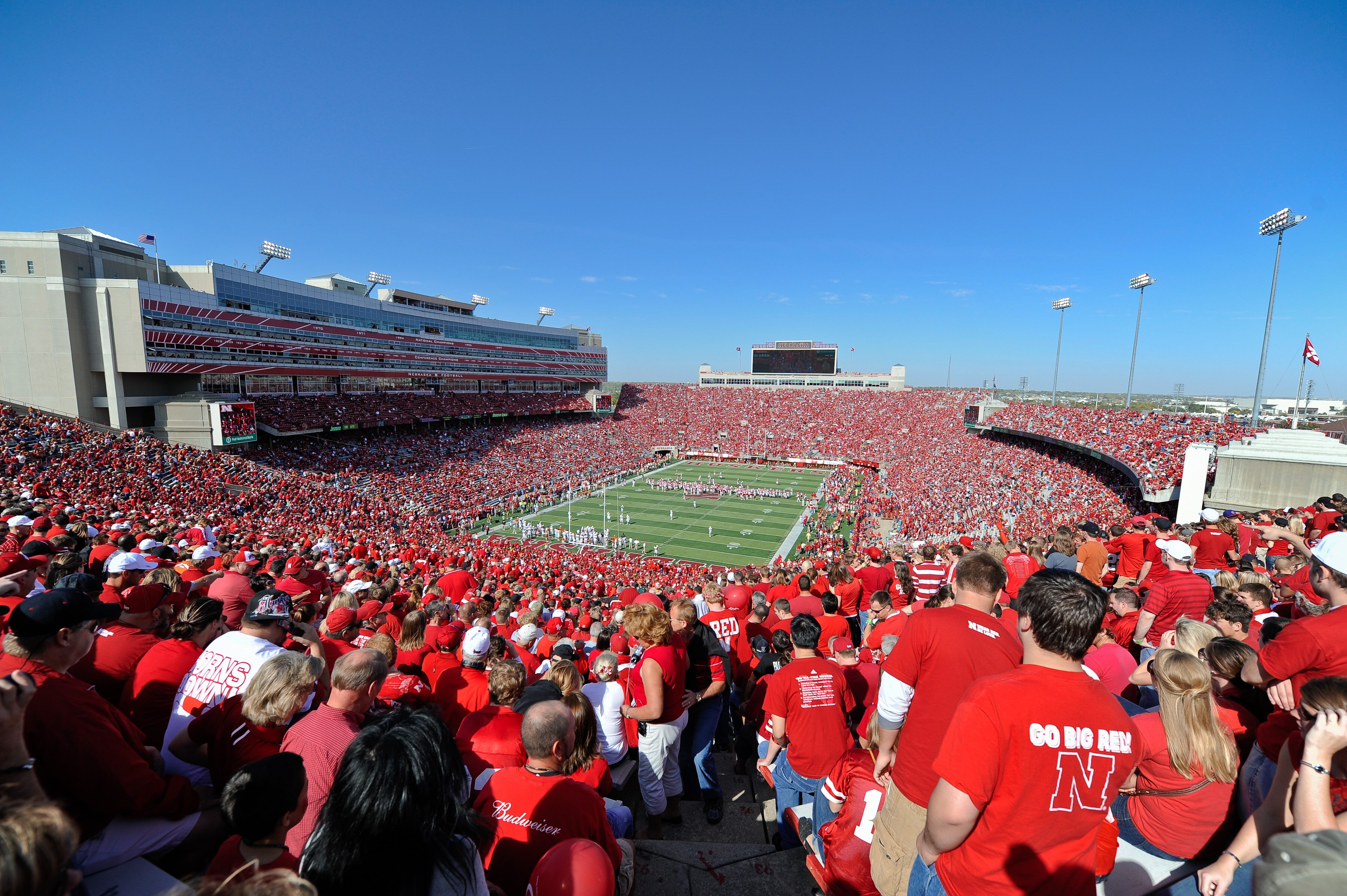 LINCOLN, NE - OCTOBER 16: Nebraska fans fill Memorial Stadium before Texas Longhorns play the Nebraska Cornhuskers on October 16, 2010 in Lincoln, Nebraska. Texas Defeated Nebraska 20-13. (Photo by Eric Francis/Getty Images)