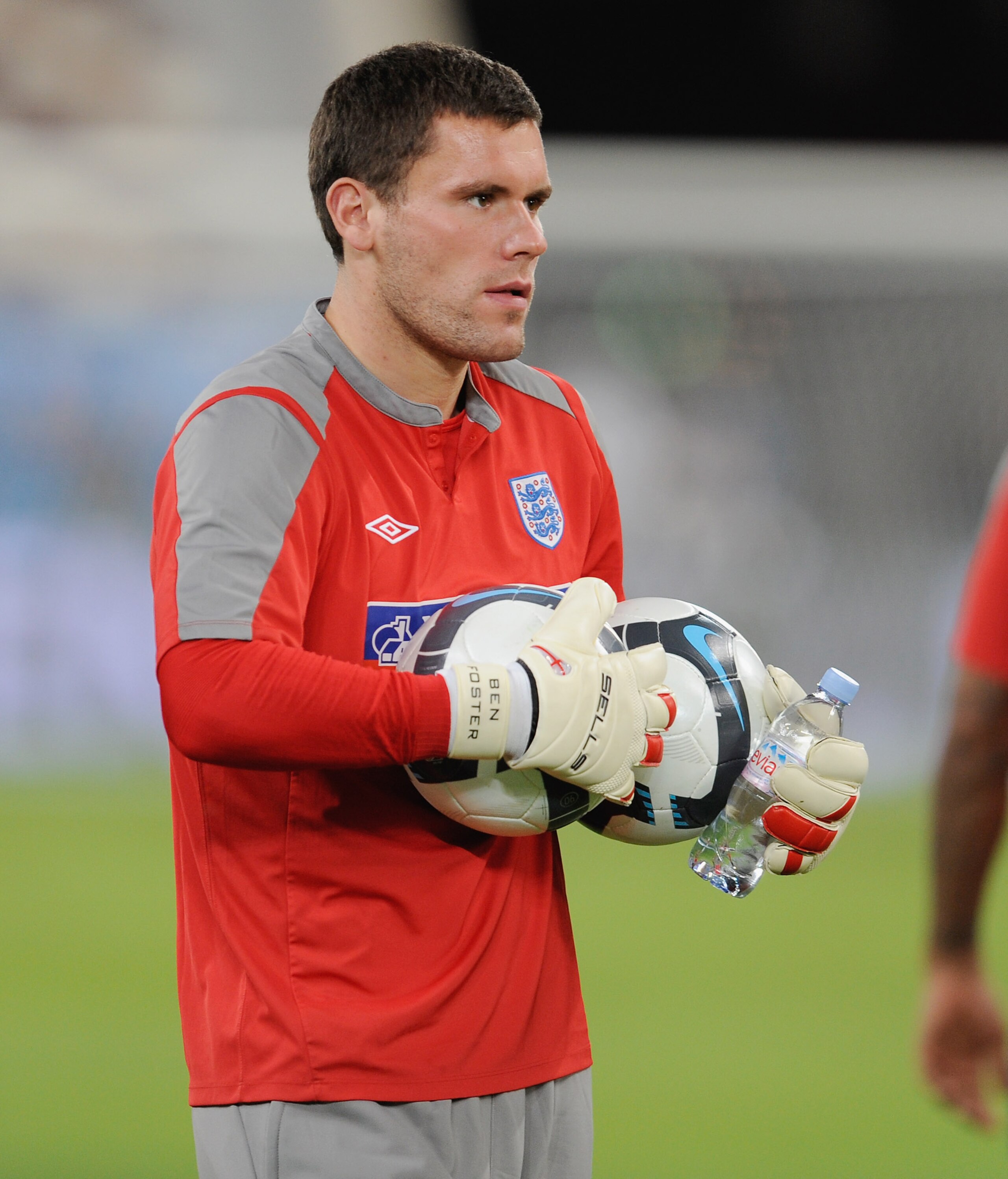 DOHA, QATAR - NOVEMBER 13: Ben Foster looks on during the England training session at the Khalifa Stadium on November 13, 2009 in Doha, Qatar.  (Photo by Michael Regan/Getty Images)