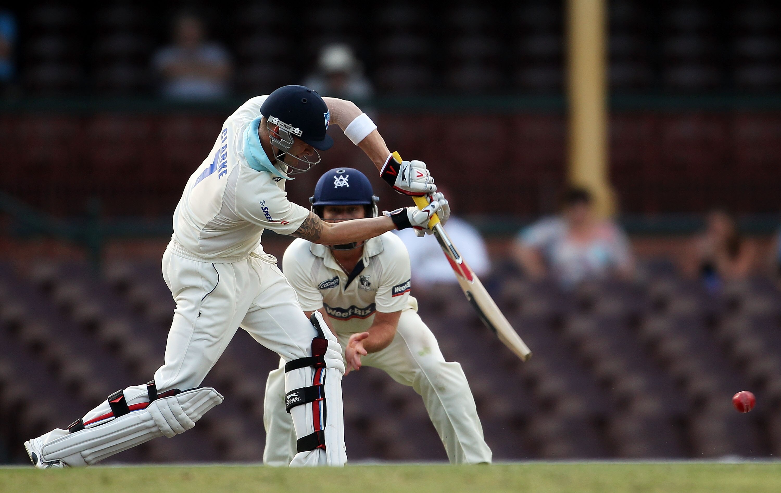 SYDNEY, AUSTRALIA - NOVEMBER 13:  Michael Clarke of the Blues hits the ball during day four of the Sheffield Shield match between the New South Wales Blues and the Victorian Bushrangers at Sydney Cricket Ground on November 13, 2010 in Sydney, Australia.