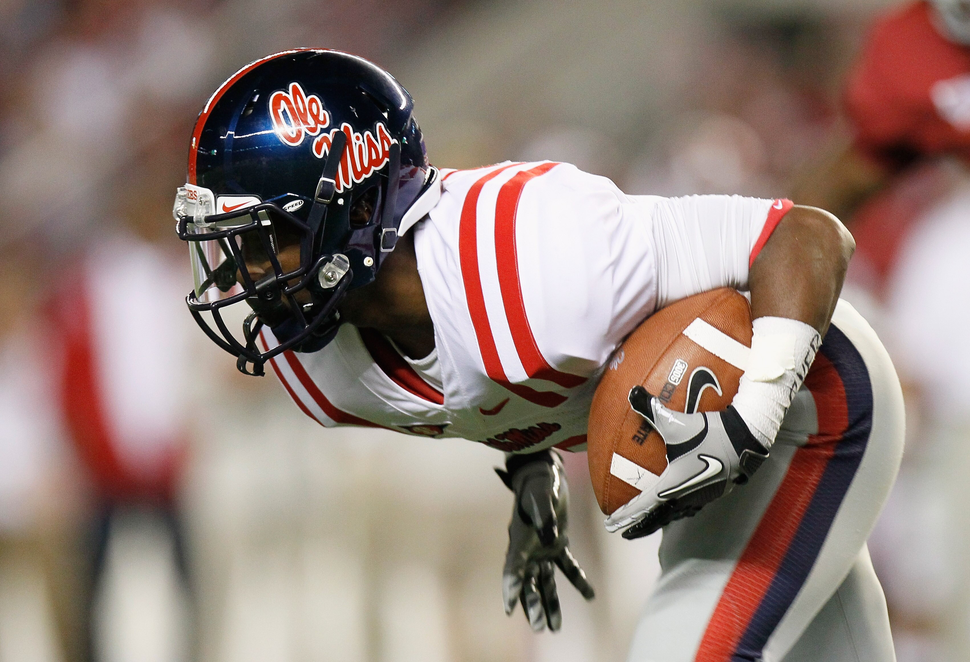 TUSCALOOSA, AL - OCTOBER 16:  Jeff Scott #3 of the Ole Miss Rebels against the Alabama Crimson Tide at Bryant-Denny Stadium on October 16, 2010 in Tuscaloosa, Alabama.  (Photo by Kevin C. Cox/Getty Images)