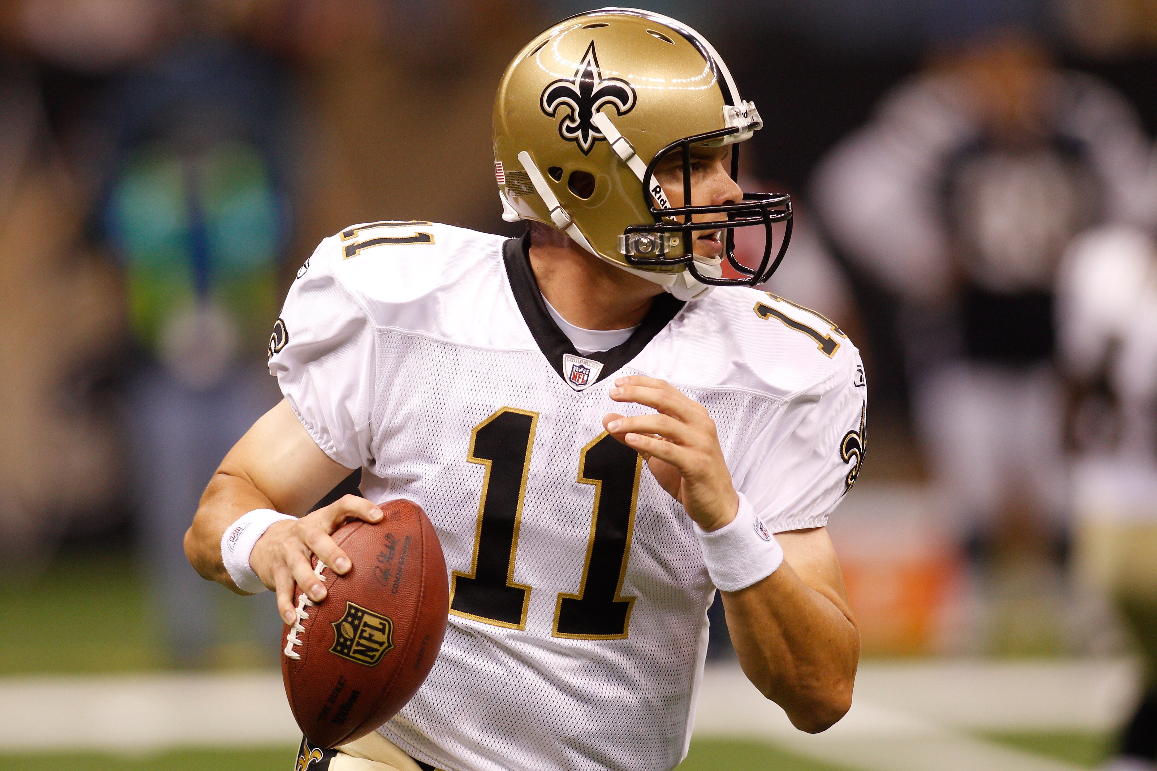 NEW ORLEANS - AUGUST 27:  Patrick Ramsey #11 of the New Orleans Saints in action against the San Diego Chargers at the Louisiana Superdome on August 27, 2010 in New Orleans, Louisiana.  (Photo by Chris Graythen/Getty Images)